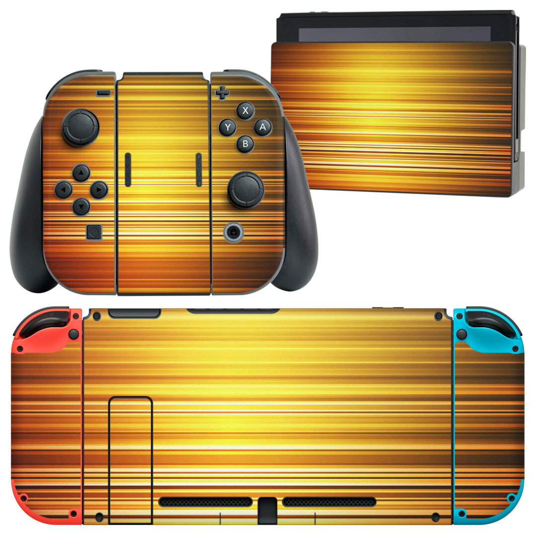igsticker Nintendo Switch 用 デザインスキンシール 任天堂 ニンテンドー スイッチ 専用 本体ドック Joy-Con Joycon ジョイコン 専用 ゲーム機 カバー アクセサリー フィルム ステッカー 001921 シンプル　オレンジ