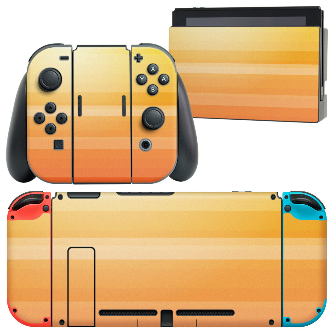 igsticker Nintendo Switch 用 デザインスキンシール 任天堂 ニンテンドー スイッチ 専用 本体ドック Joy-Con Joycon ジョイコン 専用 ゲーム機 カバー アクセサリー フィルム ステッカー 001987 シンプル オレンジ