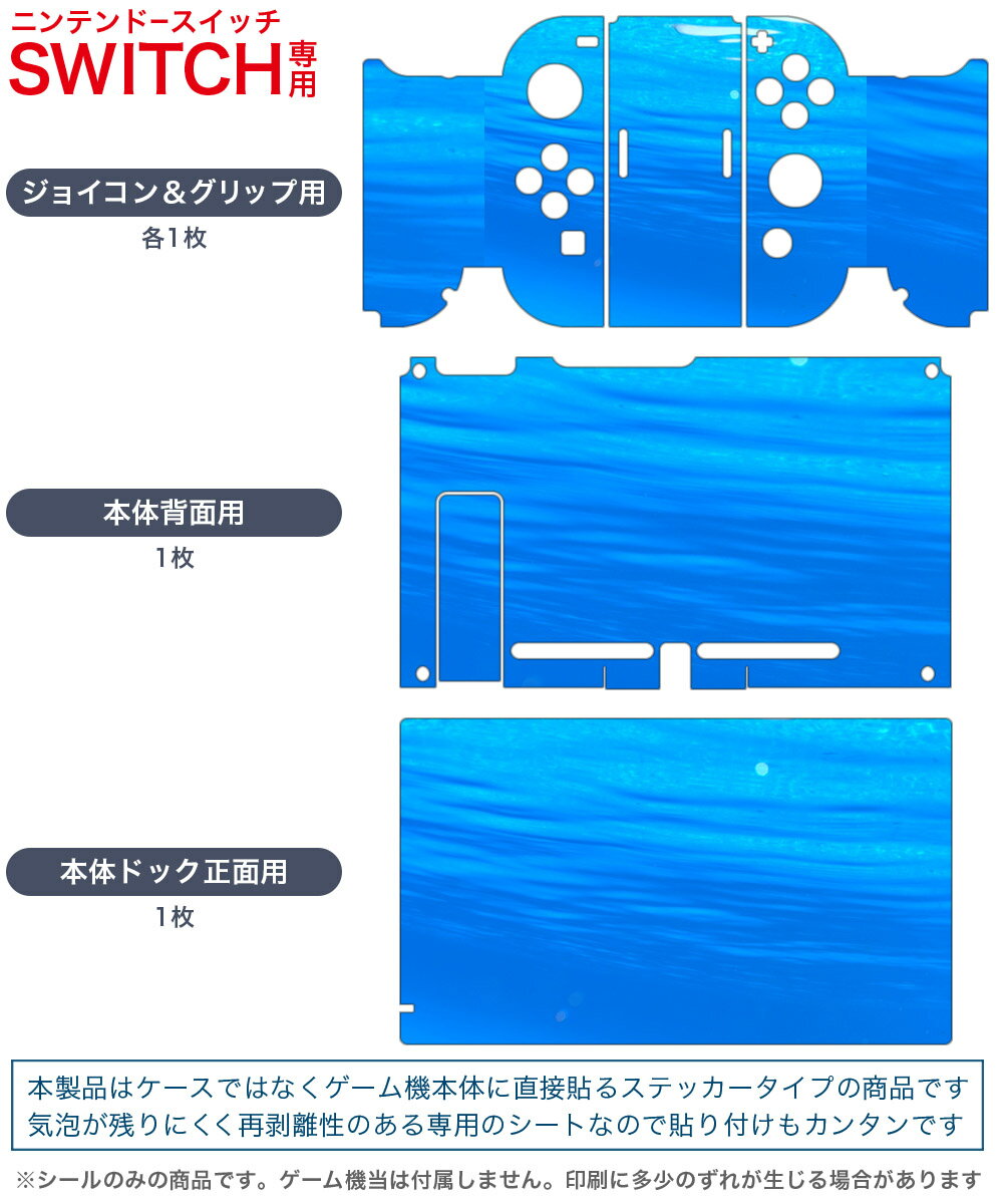 igsticker Nintendo Switch 用 デザインスキンシール 任天堂 ニンテンドー スイッチ 専用 本体ドック Joy-Con Joycon ジョイコン 専用 ゲーム機 カバー アクセサリー フィルム ステッカー 000864 海