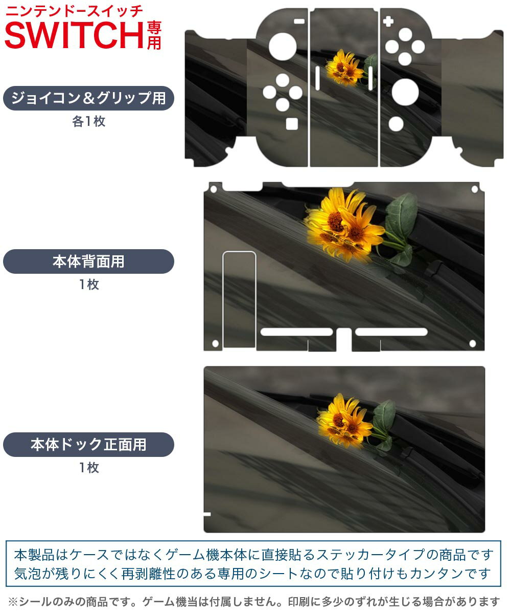 igsticker Nintendo Switch 用 デザインスキンシール 任天堂 ニンテンドー スイッチ 専用 本体ドック Joy-Con Joycon ジョイコン 専用 ゲーム機 カバー アクセサリー フィルム ステッカー 023374 花　フラワー　写真