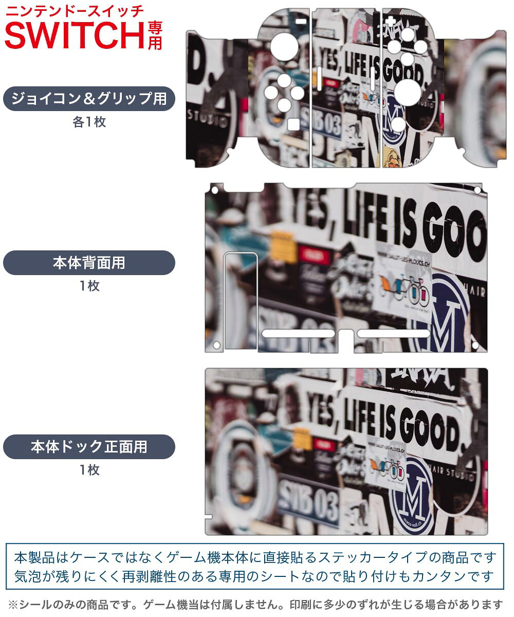 igsticker Nintendo Switch 用 デザインスキンシール 任天堂 ニンテンドー スイッチ 専用 本体ドック Joy-Con Joycon ジョイコン 専用 ゲーム機 カバー アクセサリー フィルム ステッカー 023697 英字　文字