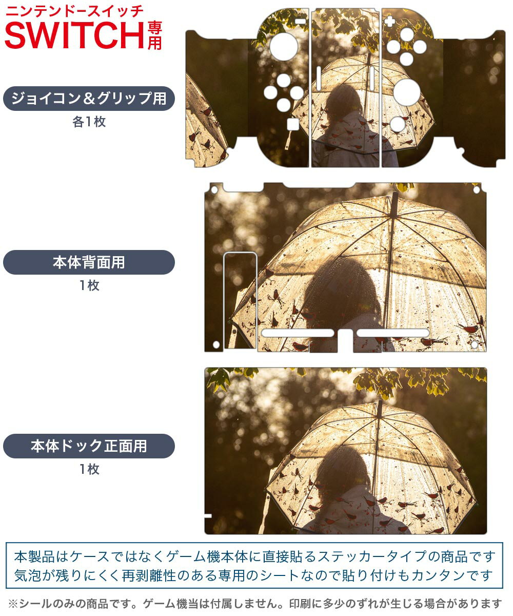 igsticker Nintendo Switch 用 デザインスキンシール 任天堂 ニンテンドー スイッチ 専用 本体ドック Joy-Con Joycon ジョイコン 専用 ゲーム機 カバー アクセサリー フィルム ステッカー 023925 傘　写真　セピア