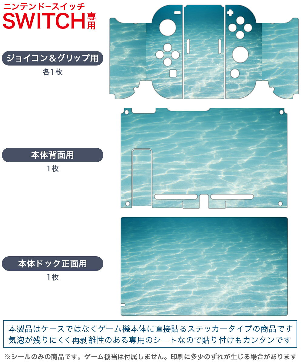 igsticker Nintendo Switch 用 デザインスキンシール 任天堂 ニンテンドー スイッチ 専用 本体ドック Joy-Con Joycon ジョイコン 専用 ゲーム機 カバー アクセサリー フィルム ステッカー 006566 写真　海