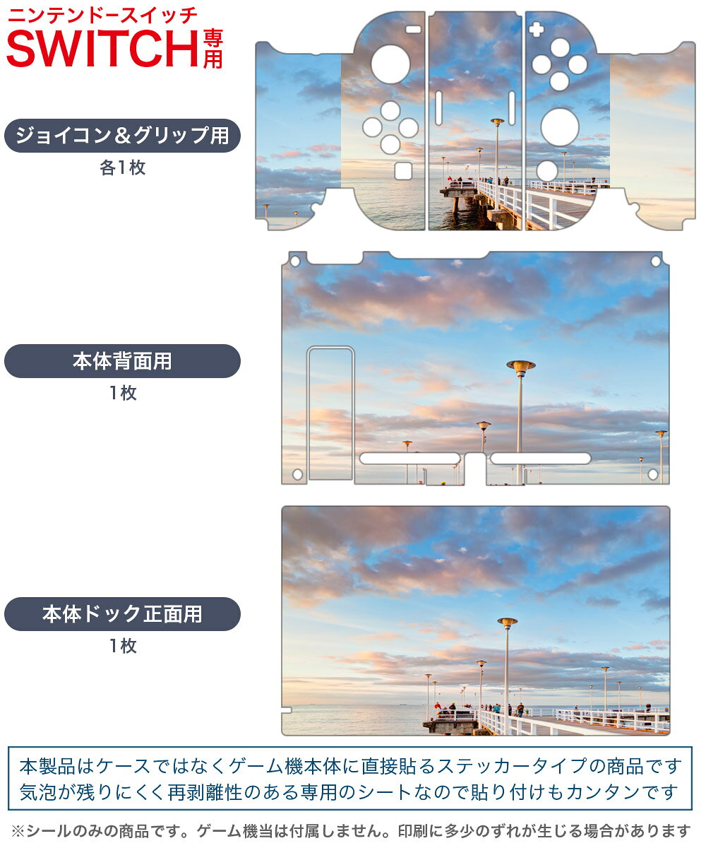 スマコレのigsticker Nintendo Switch 用 デザインスキンシール 任天堂 ニンテンドー スイッチ 専用 本体ドック Joy-Con Joycon ジョイコン 専用 ゲーム機 カバー アクセサリー フィルム ステッカー 009371 風景　空　写真｜アングル2
