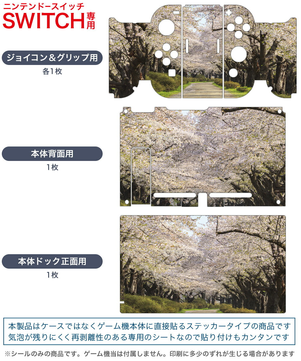 igsticker Nintendo Switch 用 デザインスキンシール 任天堂 ニンテンドー スイッチ 専用 本体ドック Joy-Con Joycon ジョイコン 専用 ゲーム機 カバー アクセサリー フィルム ステッカー 009759 　桜　写真