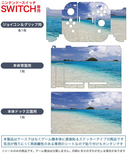 igsticker Nintendo Switch 用 デザインスキンシール 任天堂 ニンテンドー スイッチ 専用 本体ドック Joy-Con Joycon ジョイコン 専用 ゲーム機 カバー アクセサリー フィルム ステッカー 011230 海 ビーチ リゾート
