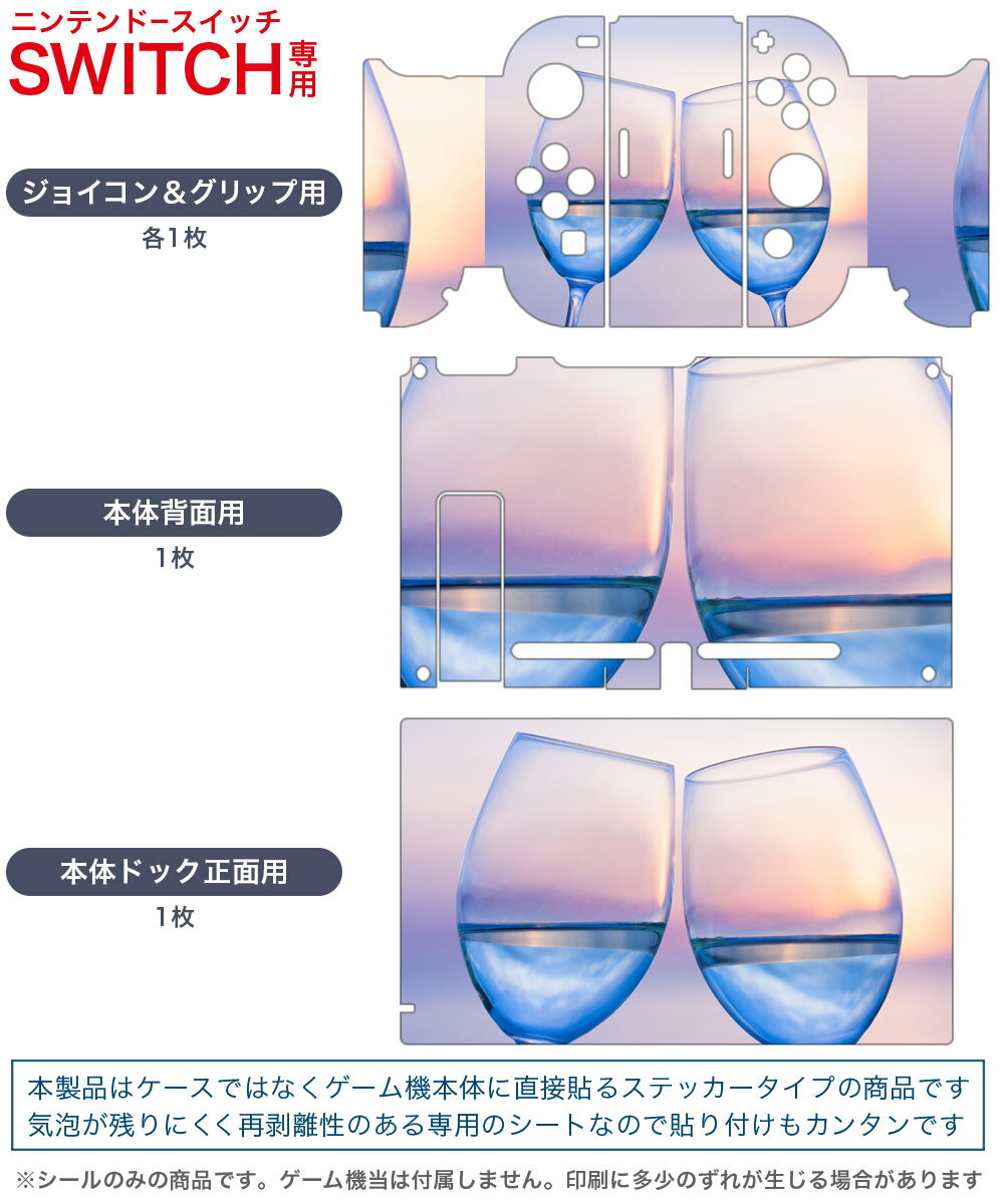 igsticker Nintendo Switch 用 デザインスキンシール 任天堂 ニンテンドー スイッチ 専用 本体ドック Joy-Con Joycon ジョイコン 専用 ゲーム機 カバー アクセサリー フィルム ステッカー 011243 グラス　写真　グラデーション