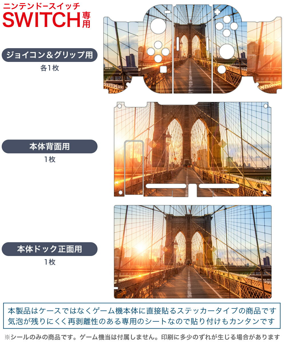 igsticker Nintendo Switch 用 デザインスキンシール 任天堂 ニンテンドー スイッチ 専用 本体ドック Joy-Con Joycon ジョイコン 専用 ゲーム機 カバー アクセサリー フィルム ステッカー 014736 橋　風景　写真