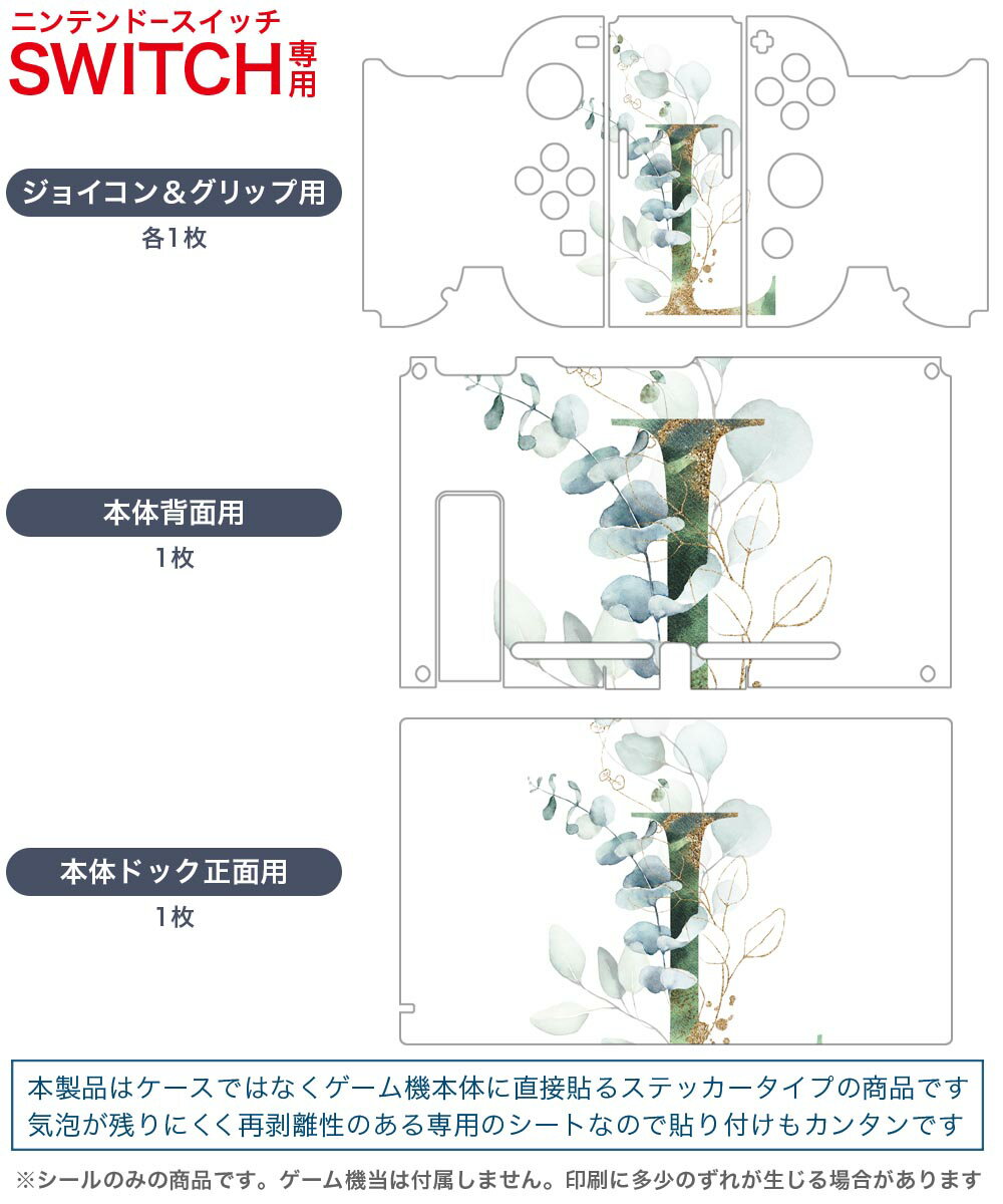 igsticker Nintendo Switch 用 デザインスキンシール 任天堂 ニンテンドー スイッチ 専用 本体ドック Joy-Con Joycon ジョイコン 専用 ゲーム機 カバー アクセサリー フィルム ステッカー 019129 フォント 文字 l アルファベット
