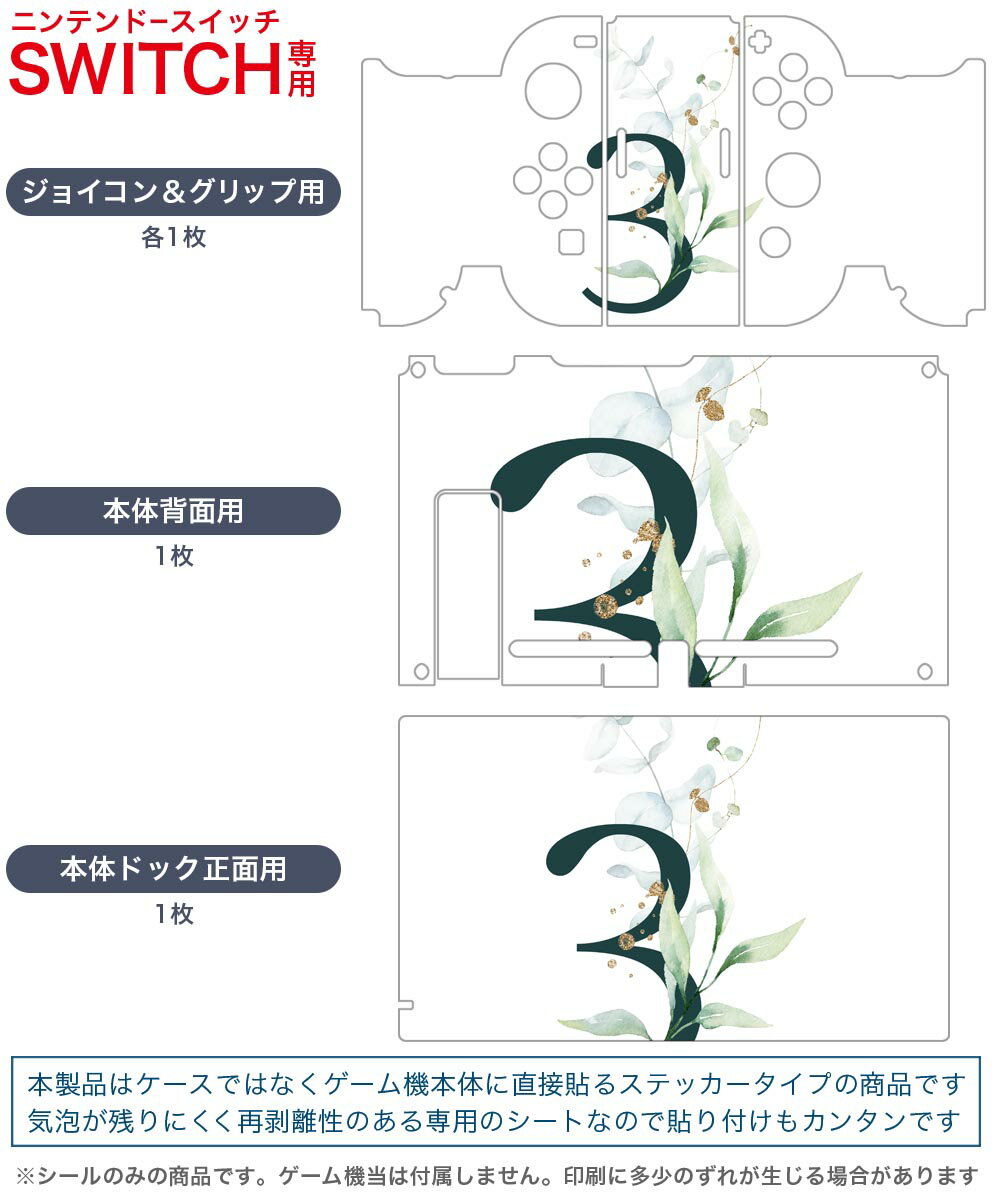 igsticker Nintendo Switch 用 デザインスキンシール 任天堂 ニンテンドー スイッチ 専用 本体ドック Joy-Con Joycon ジョイコン 専用 ゲーム機 カバー アクセサリー フィルム ステッカー 019372 フォント 文字 3