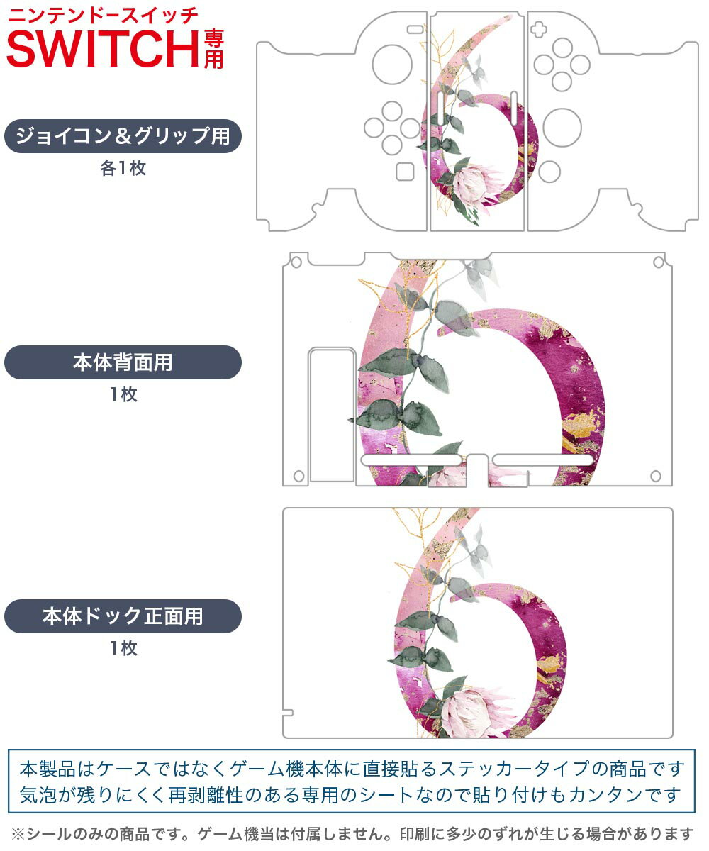 igsticker Nintendo Switch 用 デザインスキンシール 任天堂 ニンテンドー スイッチ 専用 本体ドック Joy-Con Joycon ジョイコン 専用 ゲーム機 カバー アクセサリー フィルム ステッカー 019685 フォント 文字 6