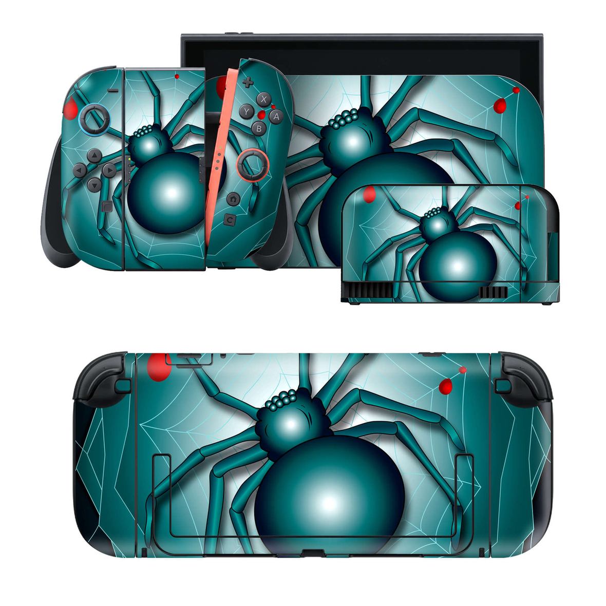 Nintendo Switch 2 用のデザインスキンシール。本体裏面・ドック正面・ドック側面・Joy-Con 2 用の4面セット。20,000柄以上から選べる、貼るデザイン。