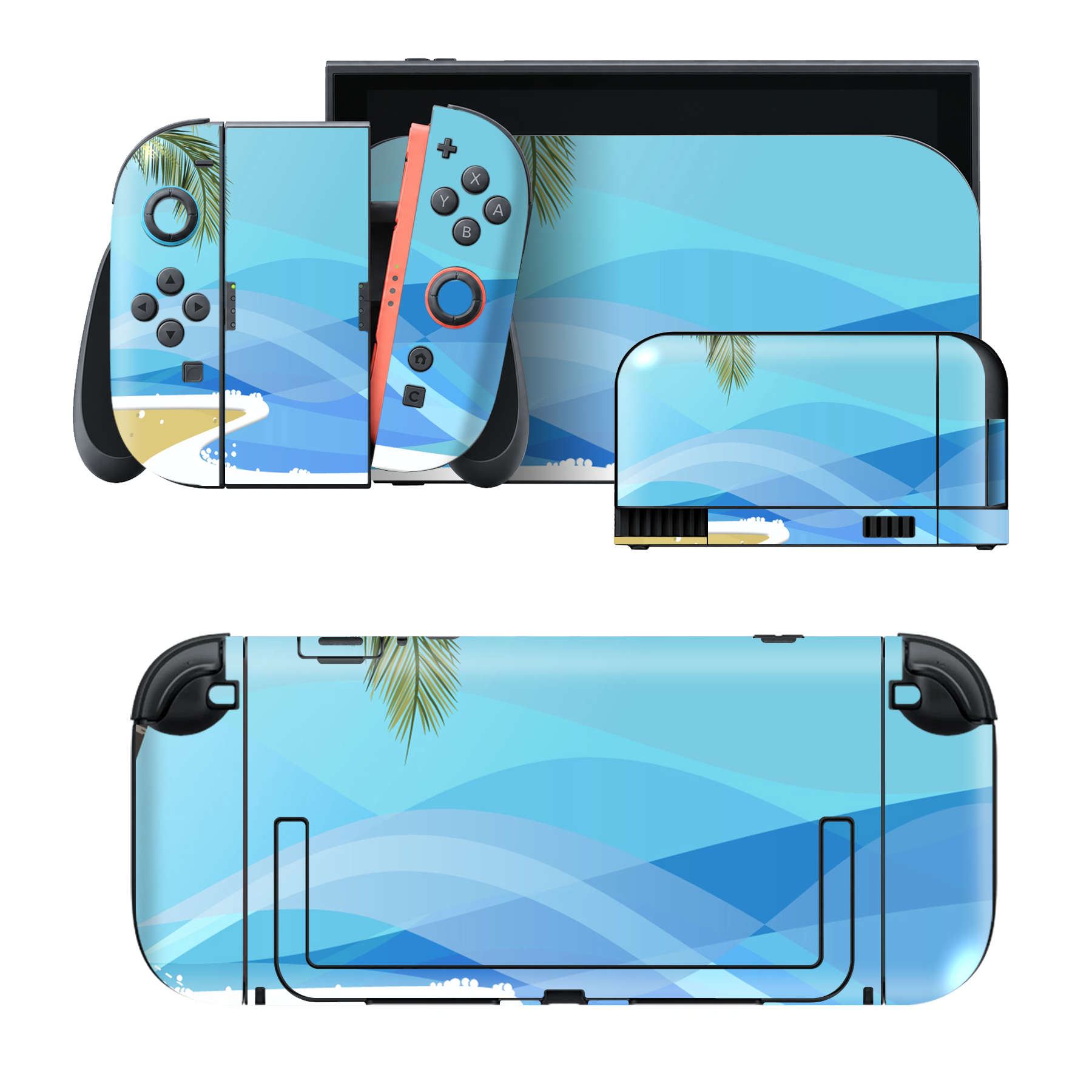 Nintendo Switch 2 用のデザインスキンシール。本体裏面・ドック正面・ドック側面・Joy-Con 2 用の4面セット。20,000柄以上から選べる、貼るデザイン。