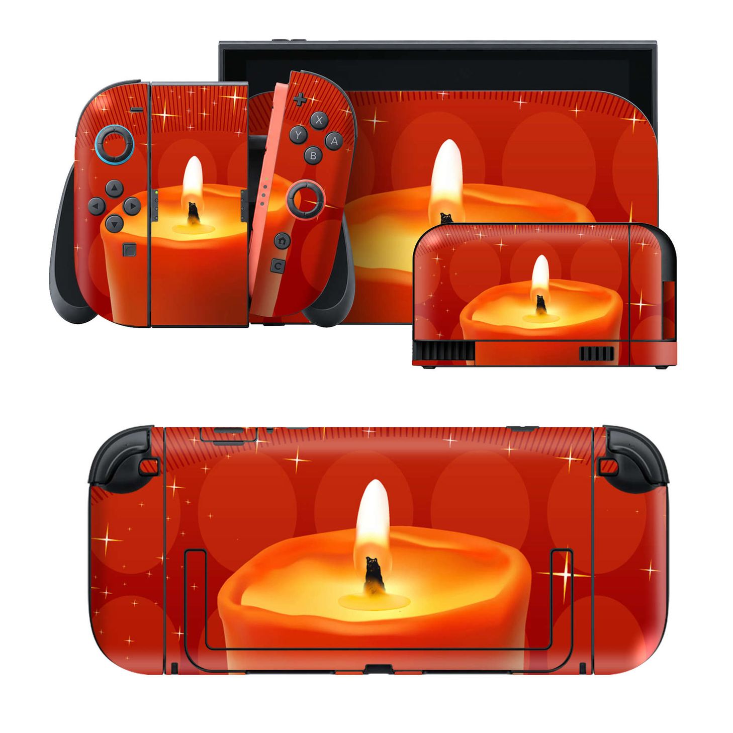 Nintendo Switch 2 用のデザインスキンシール。本体裏面・ドック正面・ドック側面・Joy-Con 2 用の4面セット。20,000柄以上から選べる、貼るデザイン。