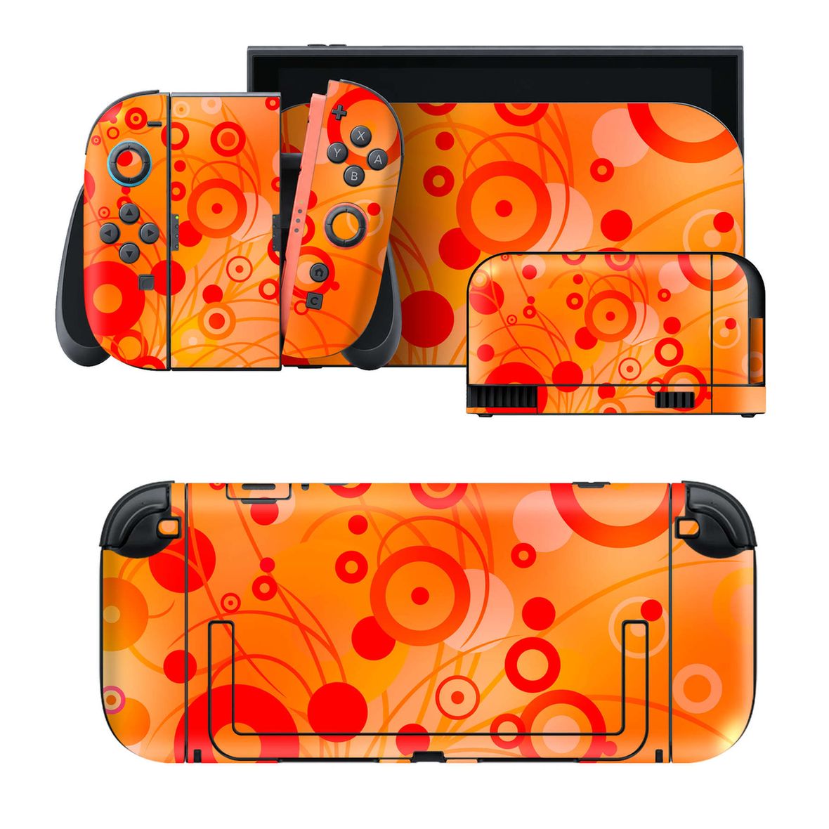 Nintendo Switch 2 用のデザインスキンシール。本体裏面・ドック正面・ドック側面・Joy-Con 2 用の4面セット。20,000柄以上から選べる、貼るデザイン。
