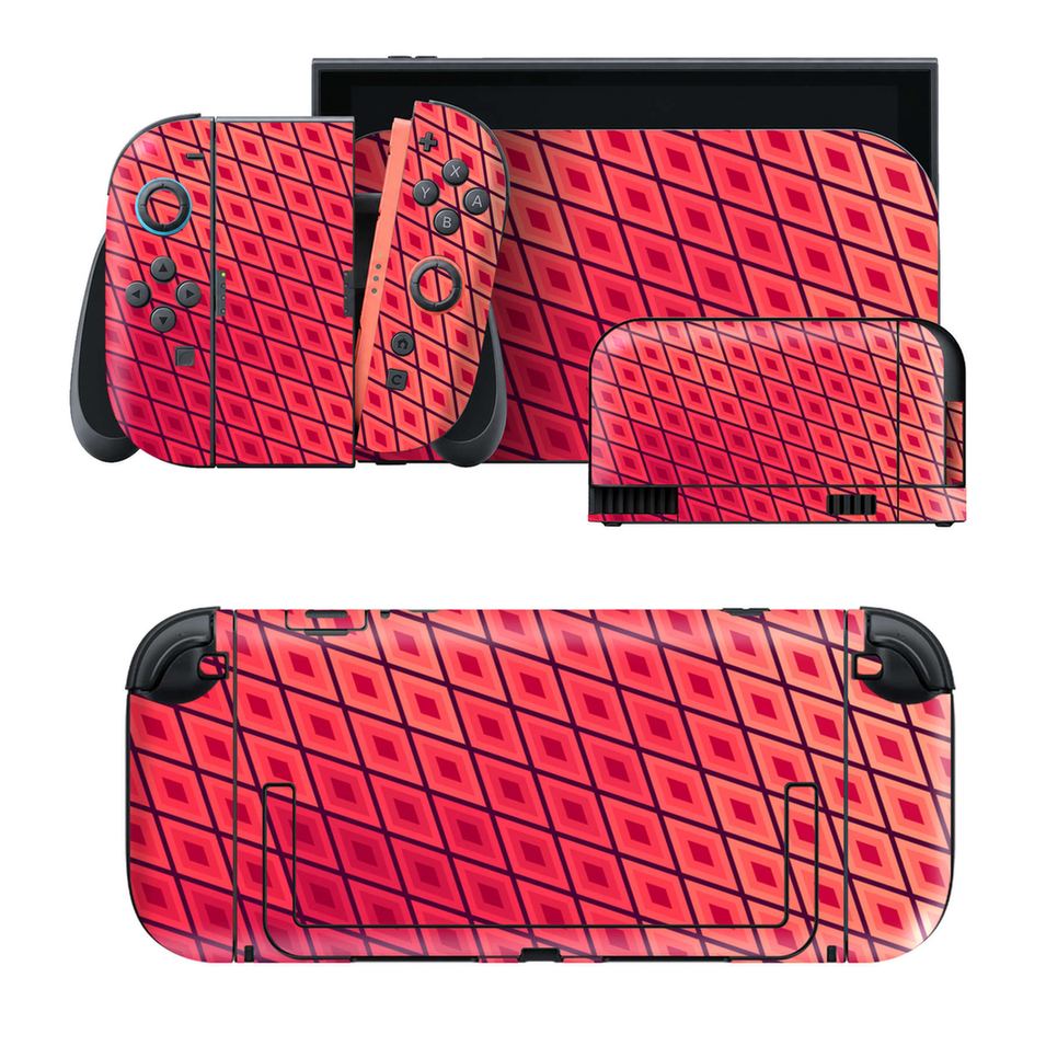 Nintendo Switch 2 用のデザインスキンシール。本体裏面・ドック正面・ドック側面・Joy-Con 2 用の4面セット。20,000柄以上から選べる、貼るデザイン。