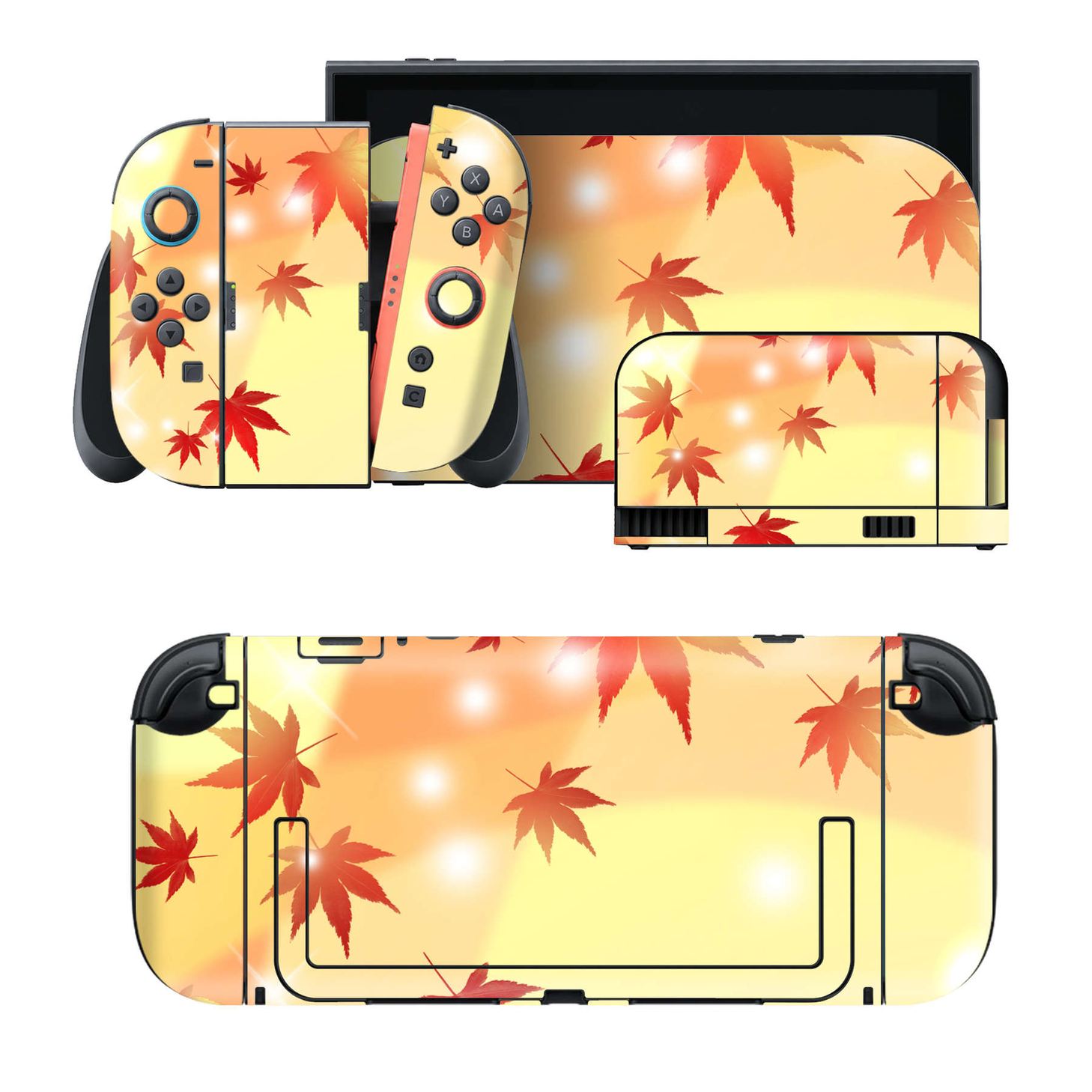 Nintendo Switch 2 用のデザインスキンシール。本体裏面・ドック正面・ドック側面・Joy-Con 2 用の4面セット。20,000柄以上から選べる、貼るデザイン。