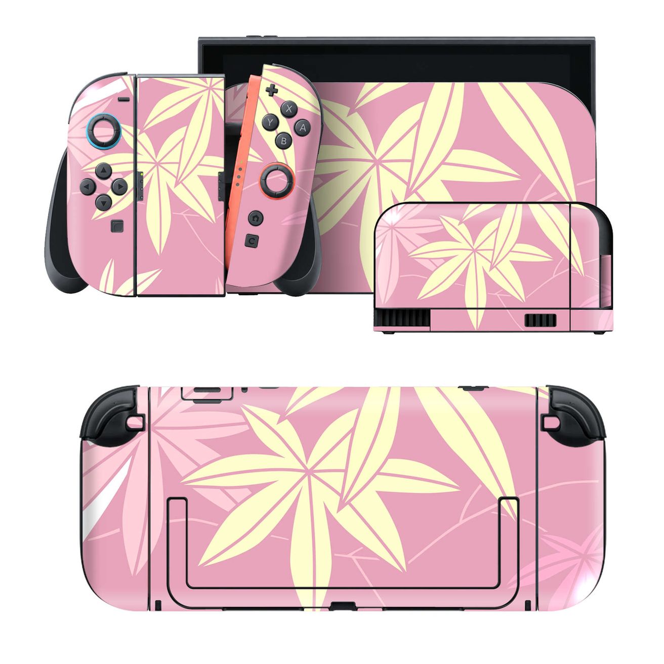 Nintendo Switch 2 用のデザインスキンシール。本体裏面・ドック正面・ドック側面・Joy-Con 2 用の4面セット。20,000柄以上から選べる、貼るデザイン。