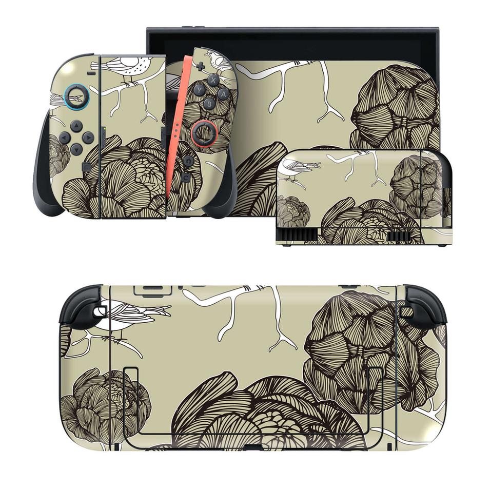 Nintendo Switch 2 用のデザインスキンシール。本体裏面・ドック正面・ドック側面・Joy-Con 2 用の4面セット。20,000柄以上から選べる、貼るデザイン。