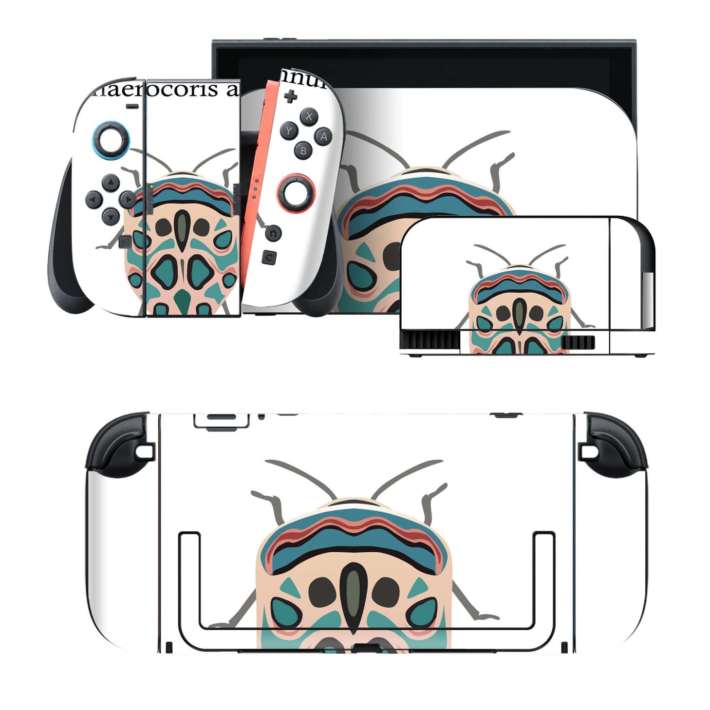 Nintendo Switch 2 用のデザインスキンシール。本体裏面・ドック正面・ドック側面・Joy-Con 2 用の4面セット。20,000柄以上から選べる、貼るデザイン。