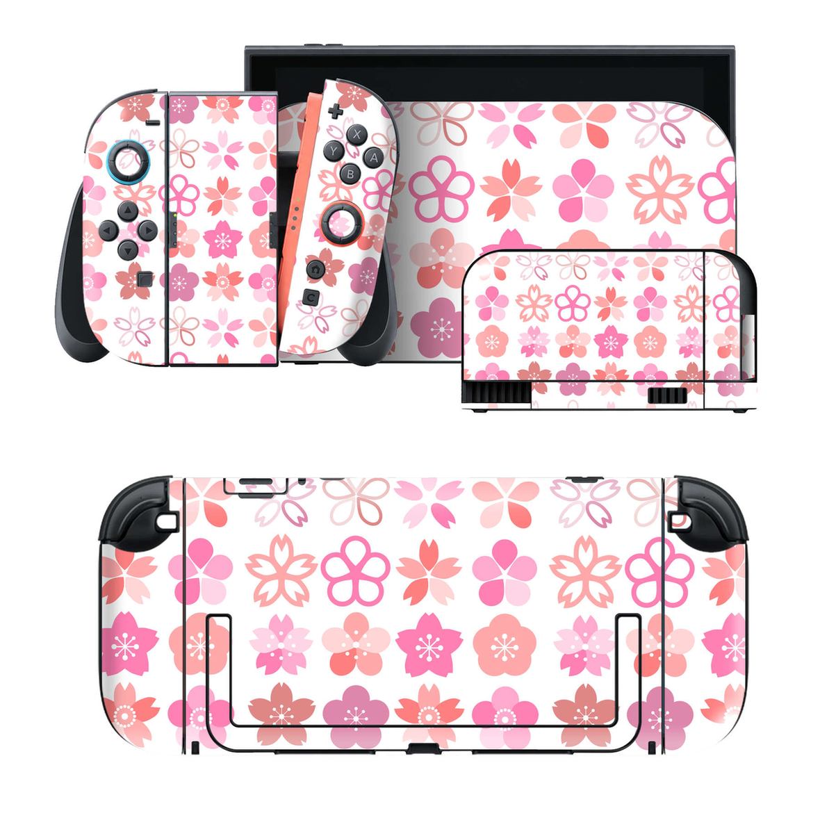 Nintendo Switch 2 用のデザインスキンシール。本体裏面・ドック正面・ドック側面・Joy-Con 2 用の4面セット。20,000柄以上から選べる、貼るデザイン。