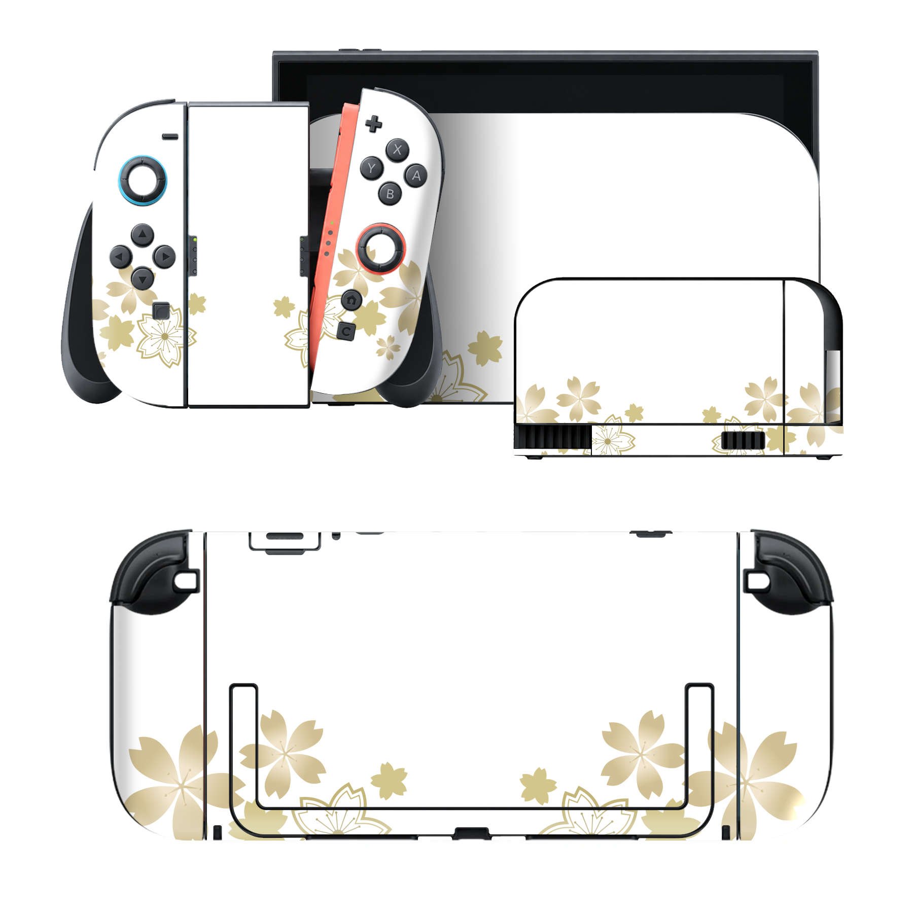 Nintendo Switch 2 用のデザインスキンシール。本体裏面・ドック正面・ドック側面・Joy-Con 2 用の4面セット。20,000柄以上から選べる、貼るデザイン。