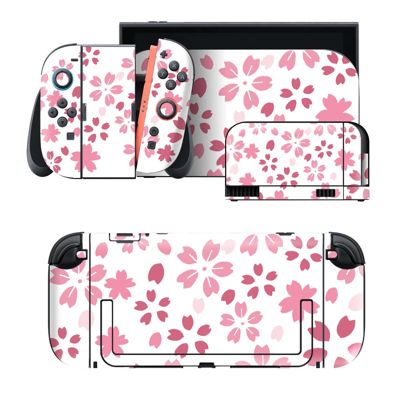 Nintendo Switch 2 用のデザインスキンシール。本体裏面・ドック正面・ドック側面・Joy-Con 2 用の4面セット。20,000柄以上から選べる、貼るデザイン。