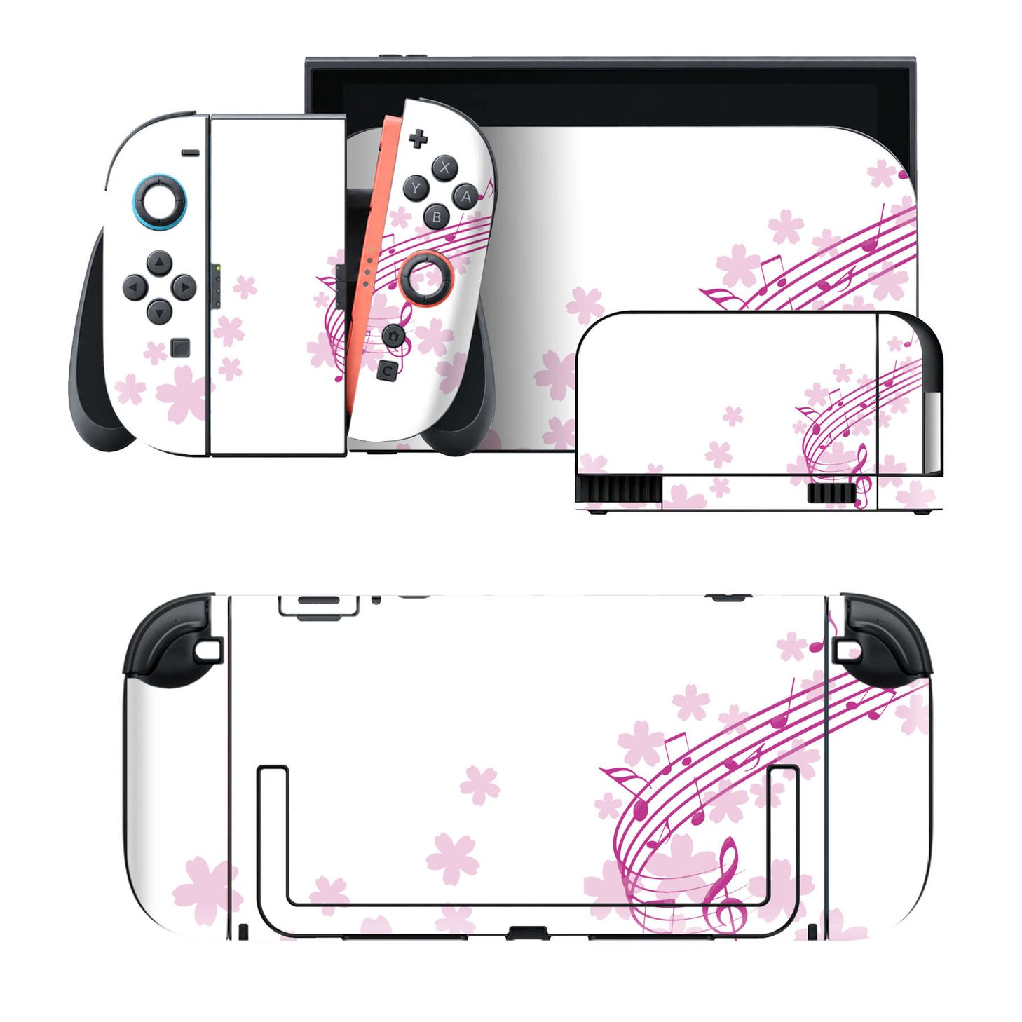 Nintendo Switch 2 用のデザインスキンシール。本体裏面・ドック正面・ドック側面・Joy-Con 2 用の4面セット。20,000柄以上から選べる、貼るデザイン。