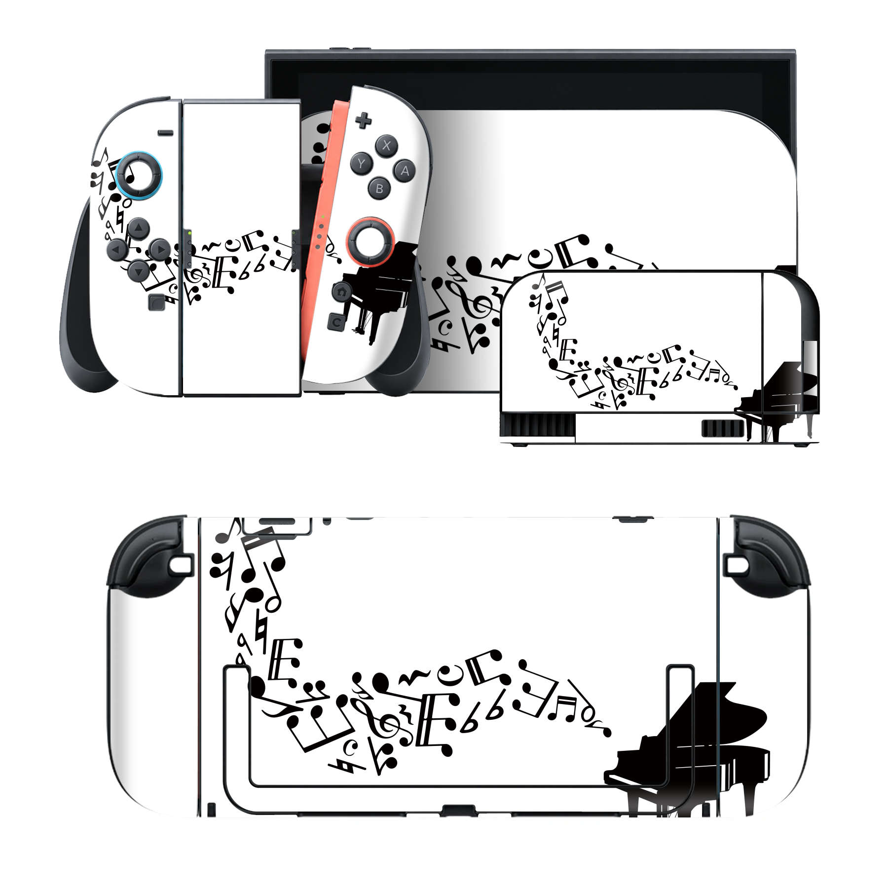 Nintendo Switch 2 用のデザインスキンシール。本体裏面・ドック正面・ドック側面・Joy-Con 2 用の4面セット。20,000柄以上から選べる、貼るデザイン。