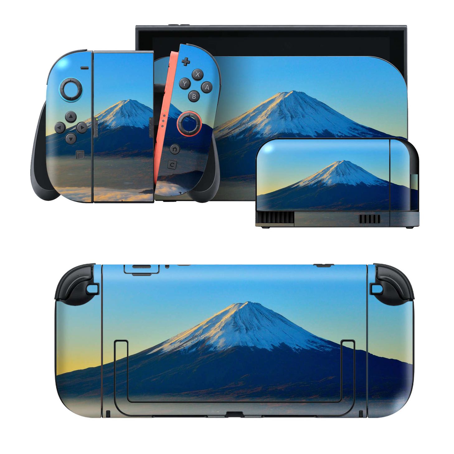 Nintendo Switch 2 用のデザインスキンシール。本体裏面・ドック正面・ドック側面・Joy-Con 2 用の4面セット。20,000柄以上から選べる、貼るデザイン。