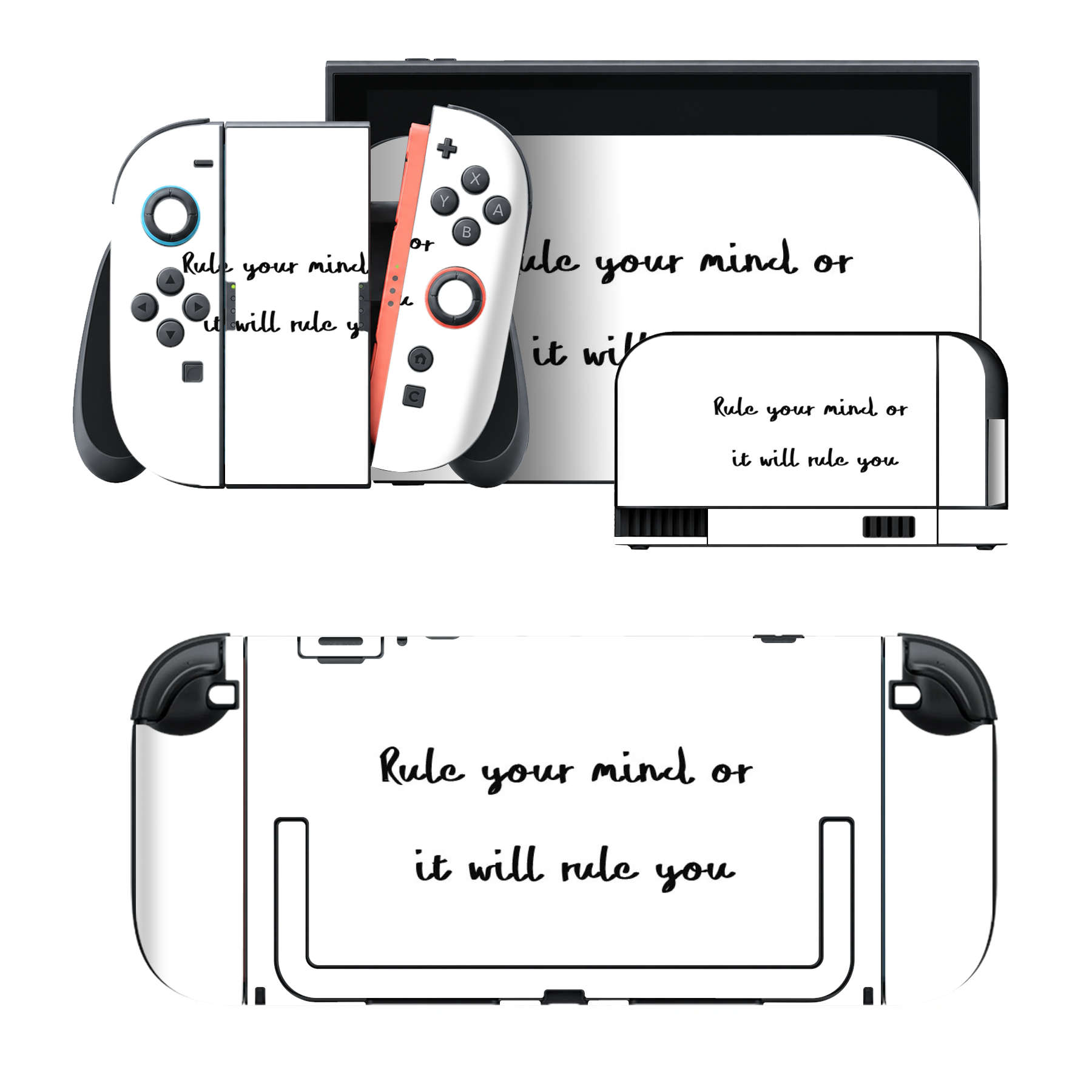 Nintendo Switch 2 用のデザインスキンシール。本体裏面・ドック正面・ドック側面・Joy-Con 2 用の4面セット。20,000柄以上から選べる、貼るデザイン。