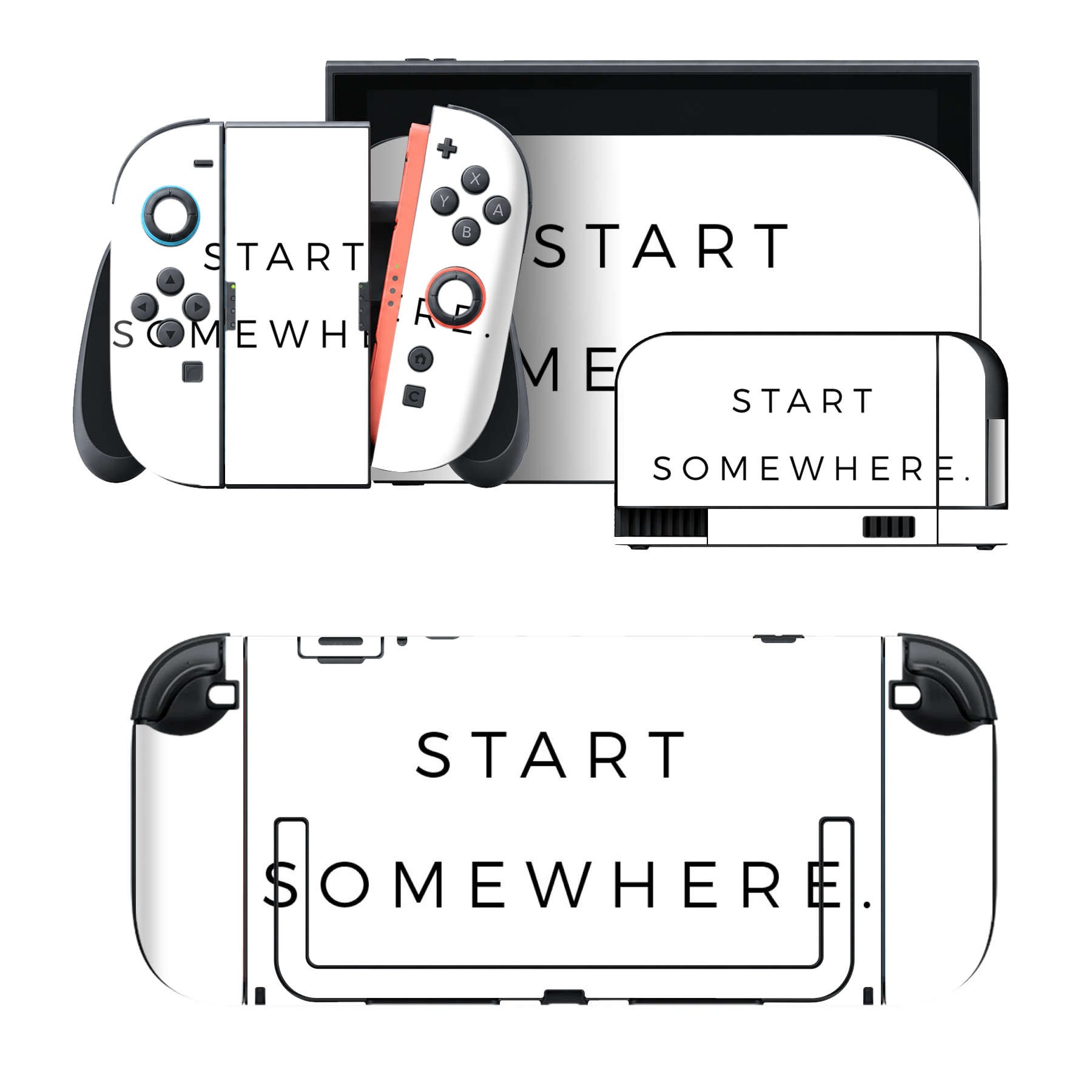 Nintendo Switch 2 用のデザインスキンシール。本体裏面・ドック正面・ドック側面・Joy-Con 2 用の4面セット。20,000柄以上から選べる、貼るデザイン。