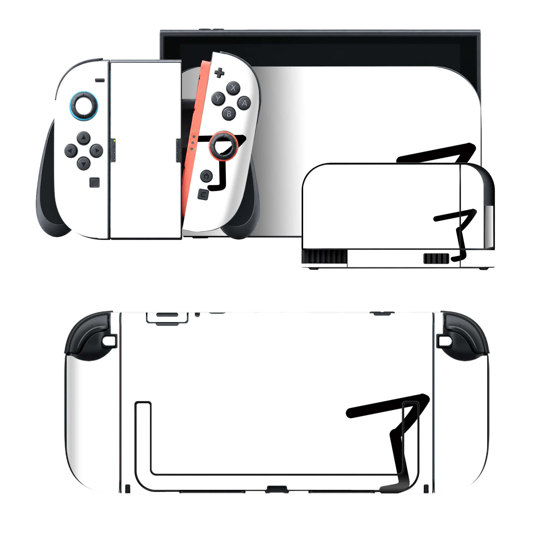 Nintendo Switch 2 用のデザインスキンシール。本体裏面・ドック正面・ドック側面・Joy-Con 2 用の4面セット。20,000柄以上から選べる、貼るデザイン。
