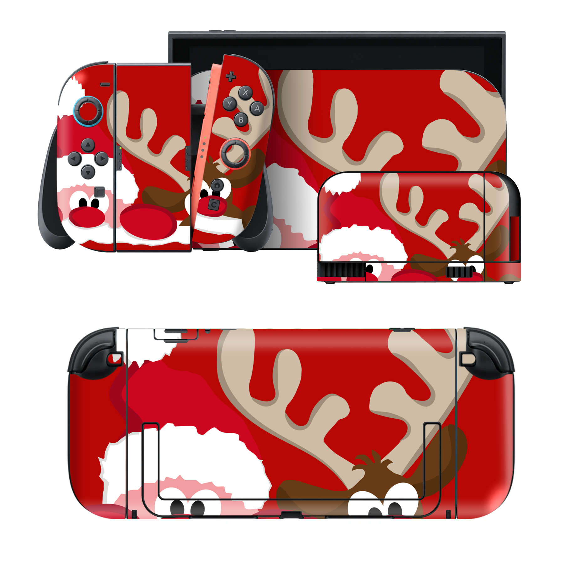 Nintendo Switch 2 用のデザインスキンシール。本体裏面・ドック正面・ドック側面・Joy-Con 2 用の4面セット。20,000柄以上から選べる、貼るデザイン。
