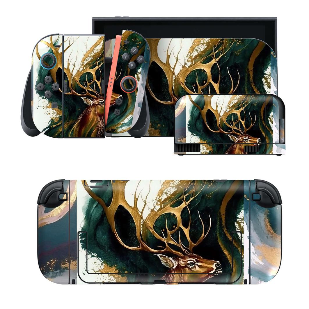 Nintendo Switch 2 用のデザインスキンシール。本体裏面・ドック正面・ドック側面・Joy-Con 2 用の4面セット。20,000柄以上から選べる、貼るデザイン。