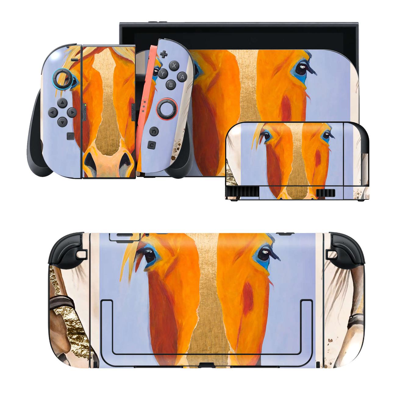 Nintendo Switch 2 用のデザインスキンシール。本体裏面・ドック正面・ドック側面・Joy-Con 2 用の4面セット。20,000柄以上から選べる、貼るデザイン。