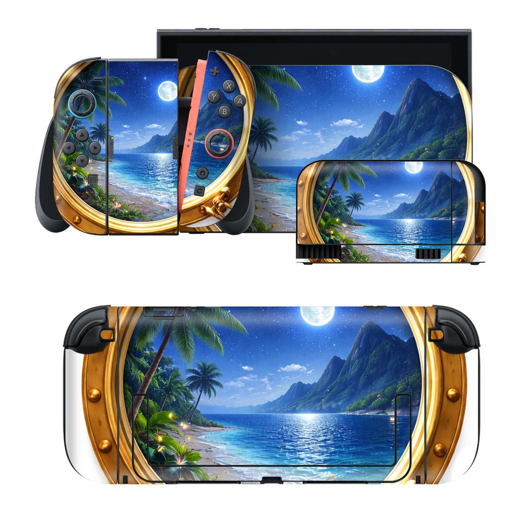 Nintendo Switch 2 用のデザインスキンシール。本体裏面・ドック正面・ドック側面・Joy-Con 2 用の4面セット。20,000柄以上から選べる、貼るデザイン。