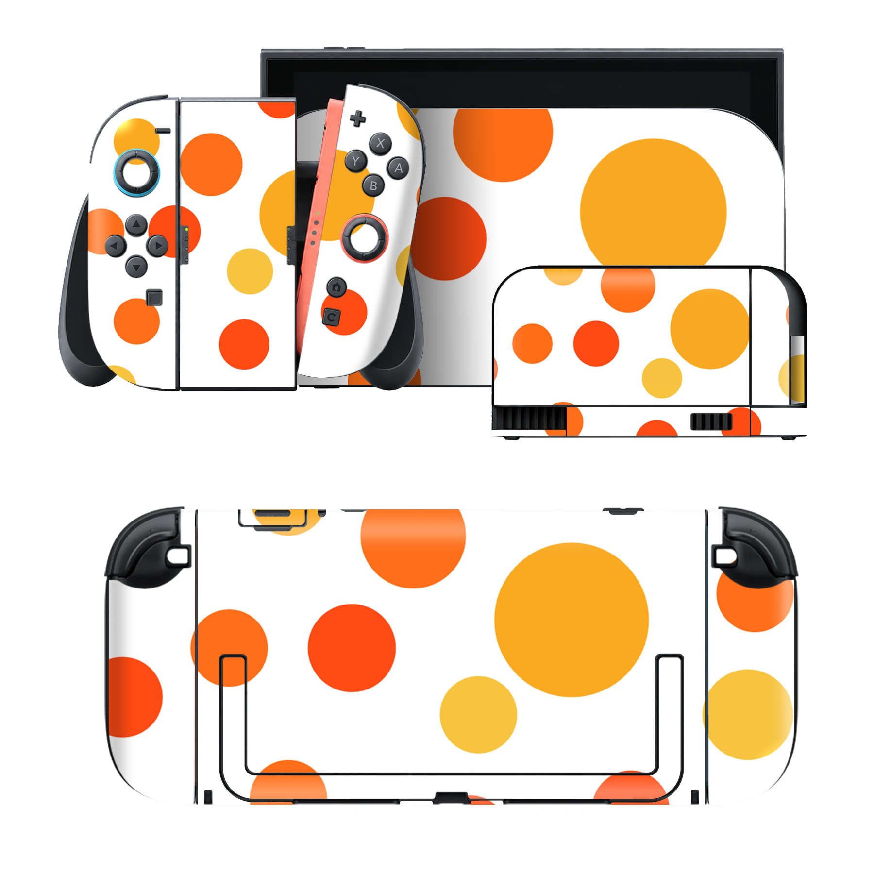 Nintendo Switch 2 用のデザインスキンシール。本体裏面・ドック正面・ドック側面・Joy-Con 2 用の4面セット。20,000柄以上から選べる、貼るデザイン。