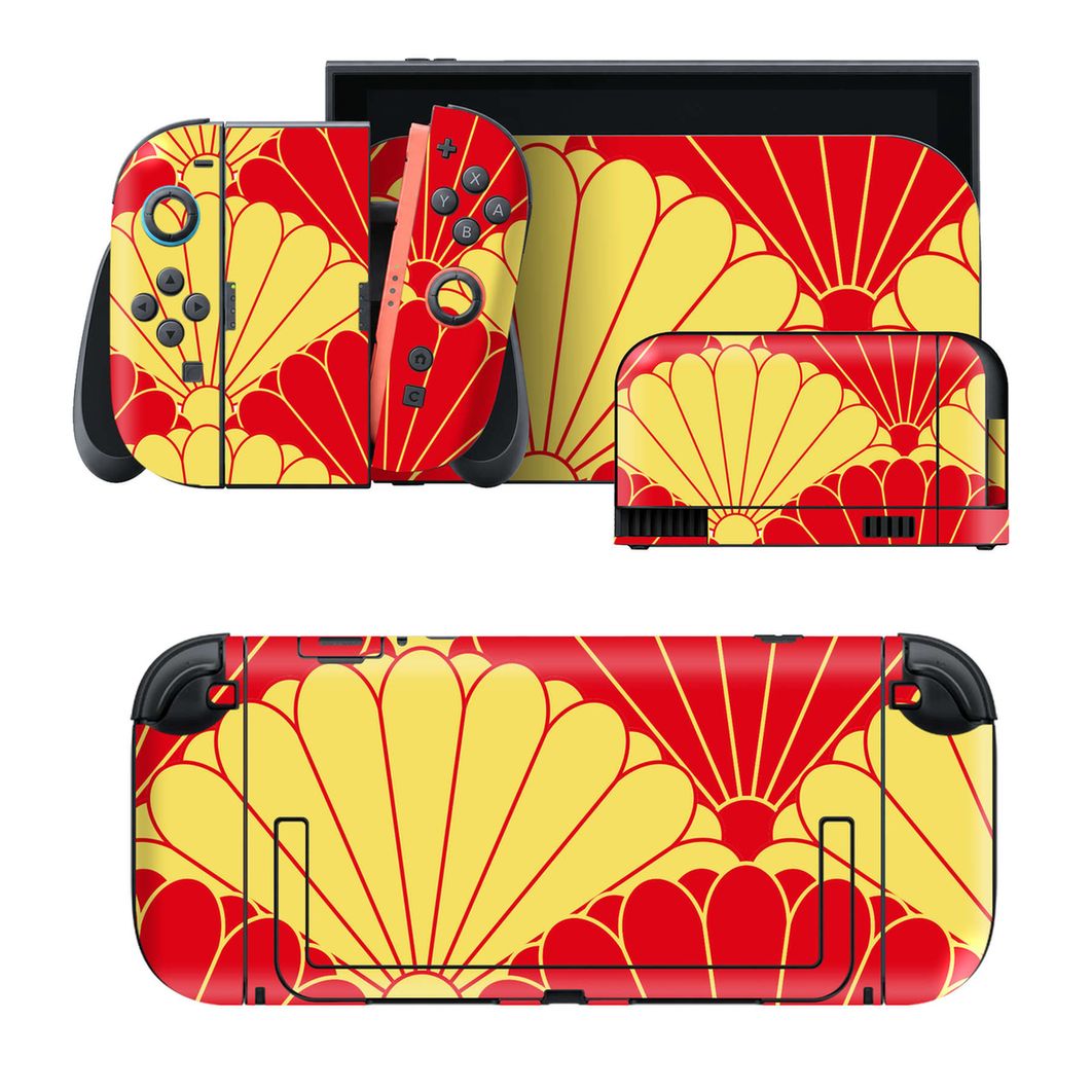 Nintendo Switch 2 用のデザインスキンシール。本体裏面・ドック正面・ドック側面・Joy-Con 2 用の4面セット。20,000柄以上から選べる、貼るデザイン。