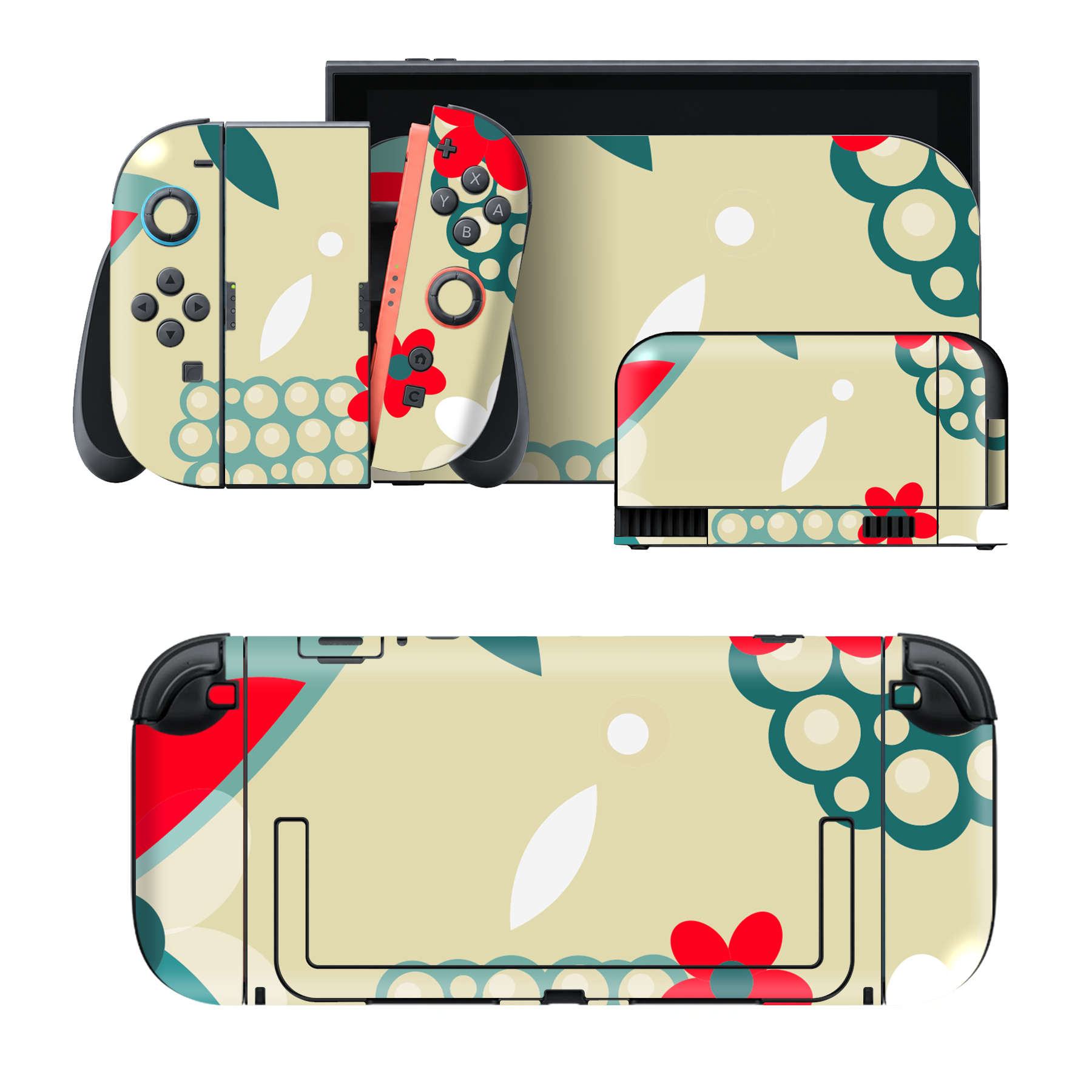 Nintendo Switch 2 用のデザインスキンシール。本体裏面・ドック正面・ドック側面・Joy-Con 2 用の4面セット。20,000柄以上から選べる、貼るデザイン。