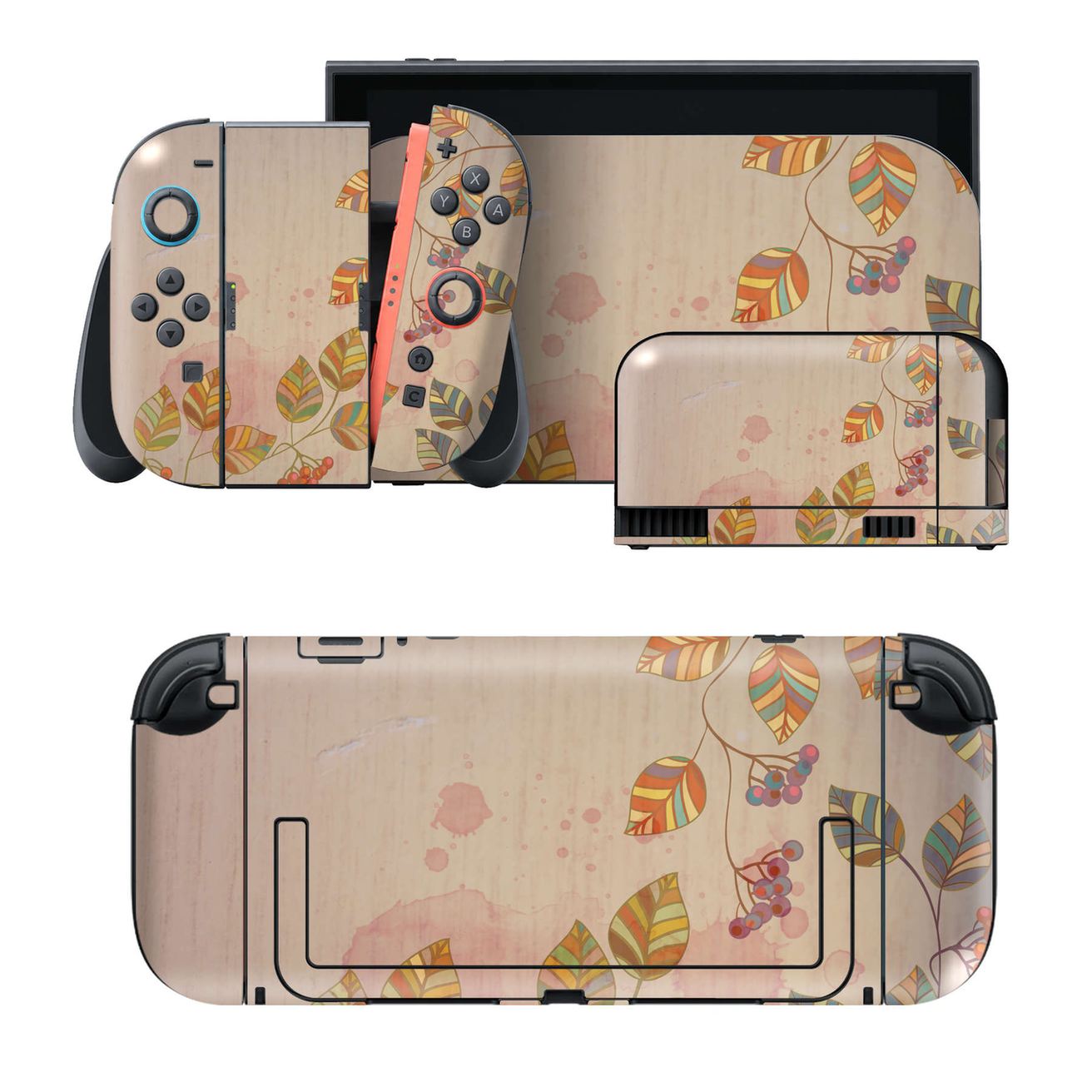 Nintendo Switch 2 用のデザインスキンシール。本体裏面・ドック正面・ドック側面・Joy-Con 2 用の4面セット。20,000柄以上から選べる、貼るデザイン。