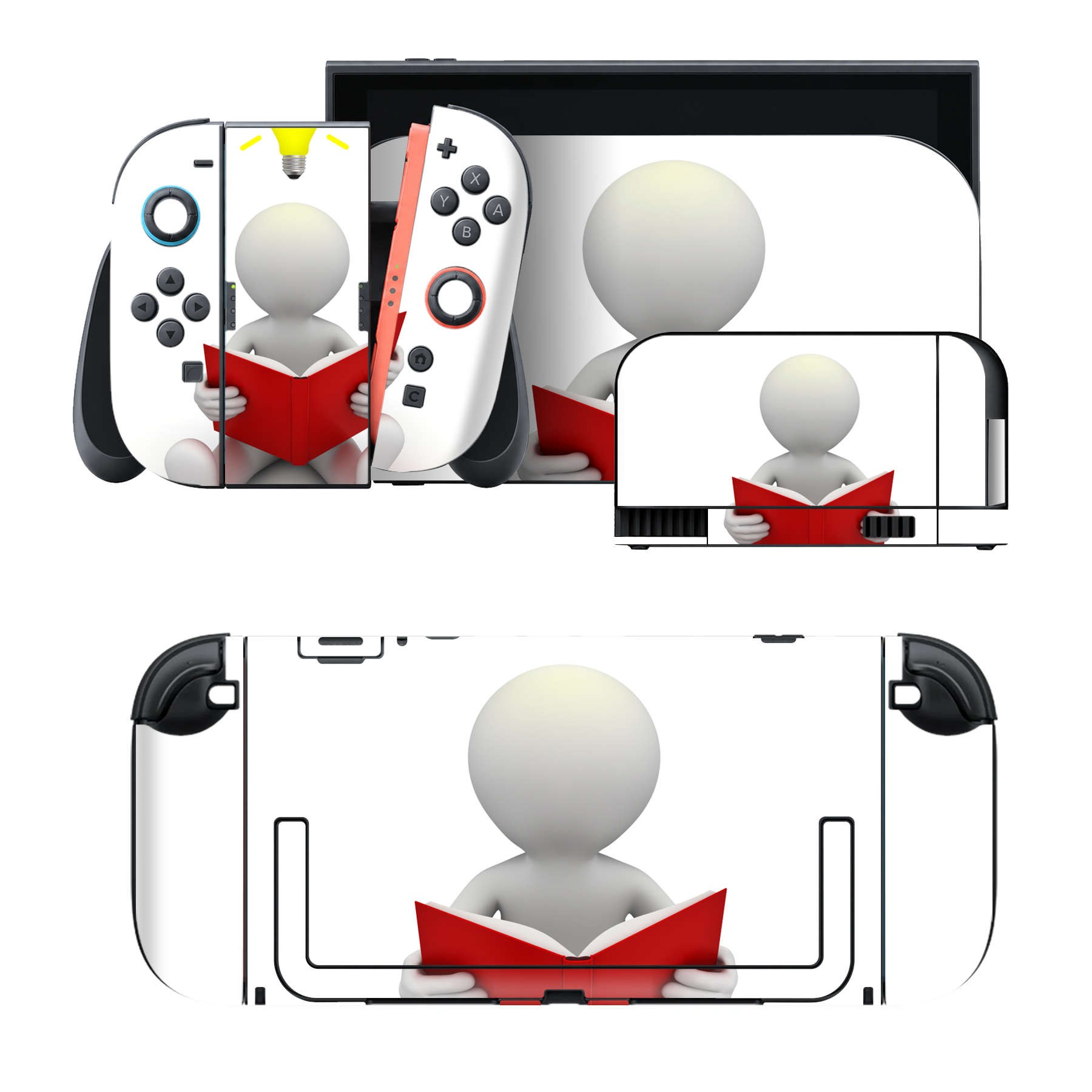 Nintendo Switch 2 用のデザインスキンシール。本体裏面・ドック正面・ドック側面・Joy-Con 2 用の4面セット。20,000柄以上から選べる、貼るデザイン。