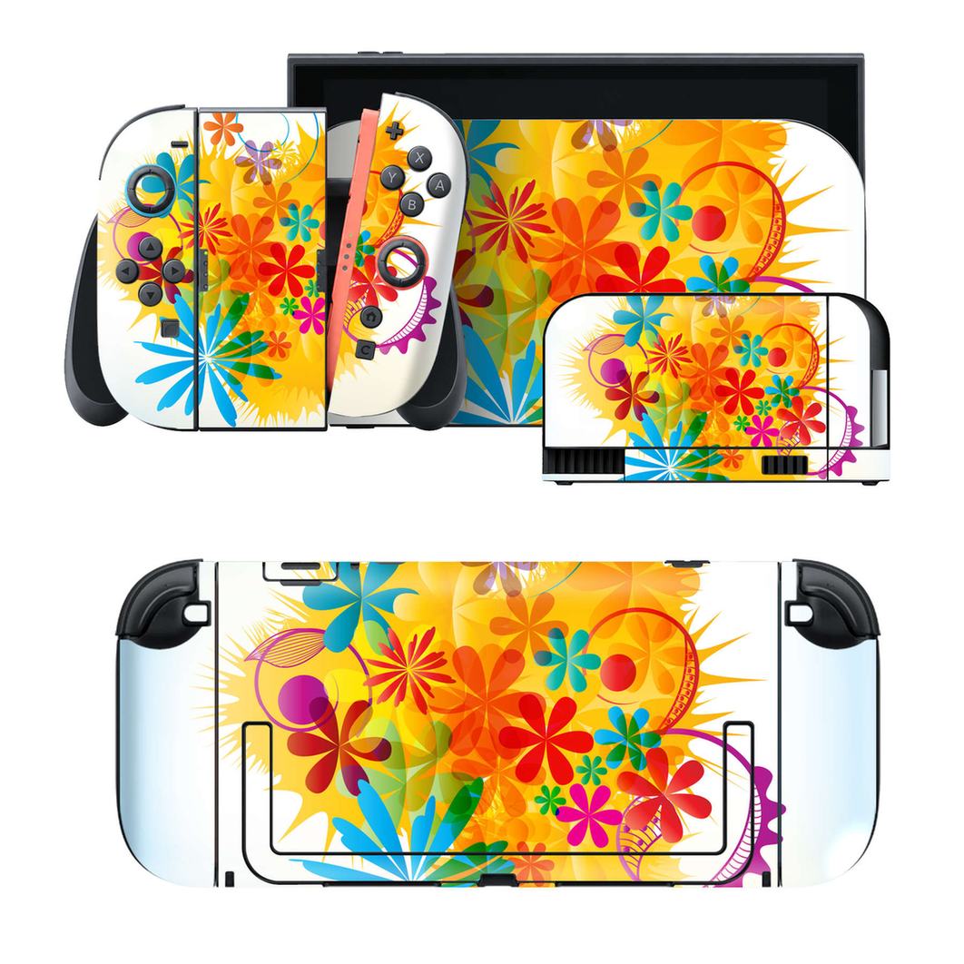 Nintendo Switch 2 用のデザインスキンシール。本体裏面・ドック正面・ドック側面・Joy-Con 2 用の4面セット。20,000柄以上から選べる、貼るデザイン。