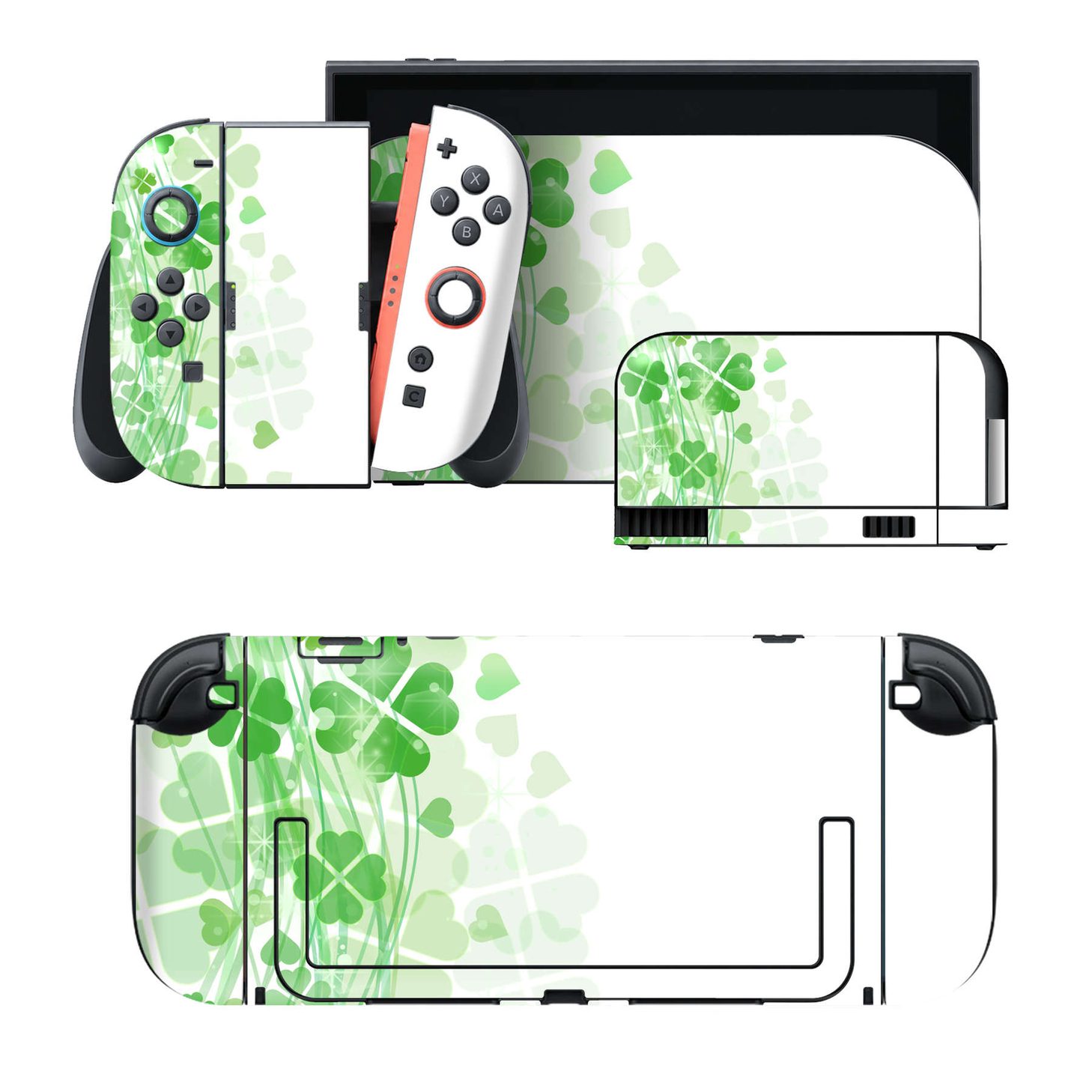 Nintendo Switch 2 用のデザインスキンシール。本体裏面・ドック正面・ドック側面・Joy-Con 2 用の4面セット。20,000柄以上から選べる、貼るデザイン。