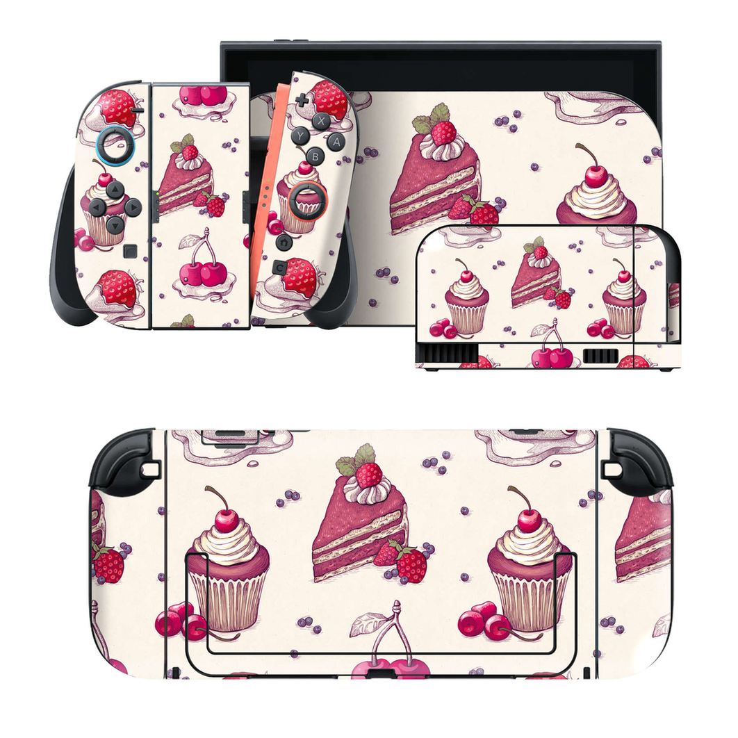 Nintendo Switch 2 用のデザインスキンシール。本体裏面・ドック正面・ドック側面・Joy-Con 2 用の4面セット。20,000柄以上から選べる、貼るデザイン。