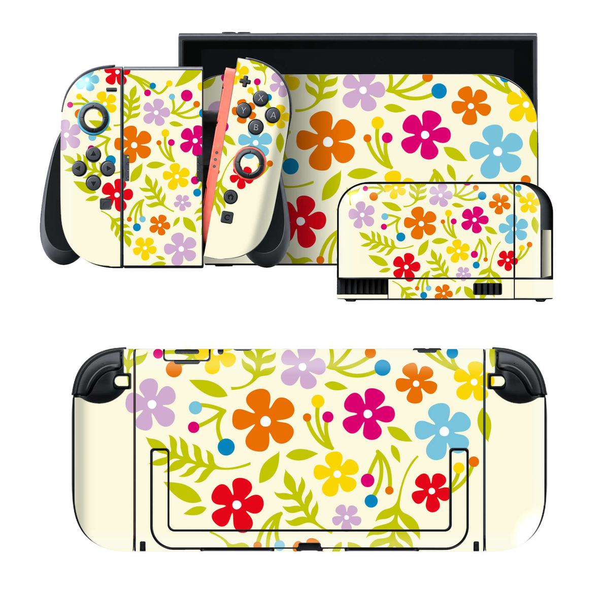 Nintendo Switch 2 用のデザインスキンシール。本体裏面・ドック正面・ドック側面・Joy-Con 2 用の4面セット。20,000柄以上から選べる、貼るデザイン。