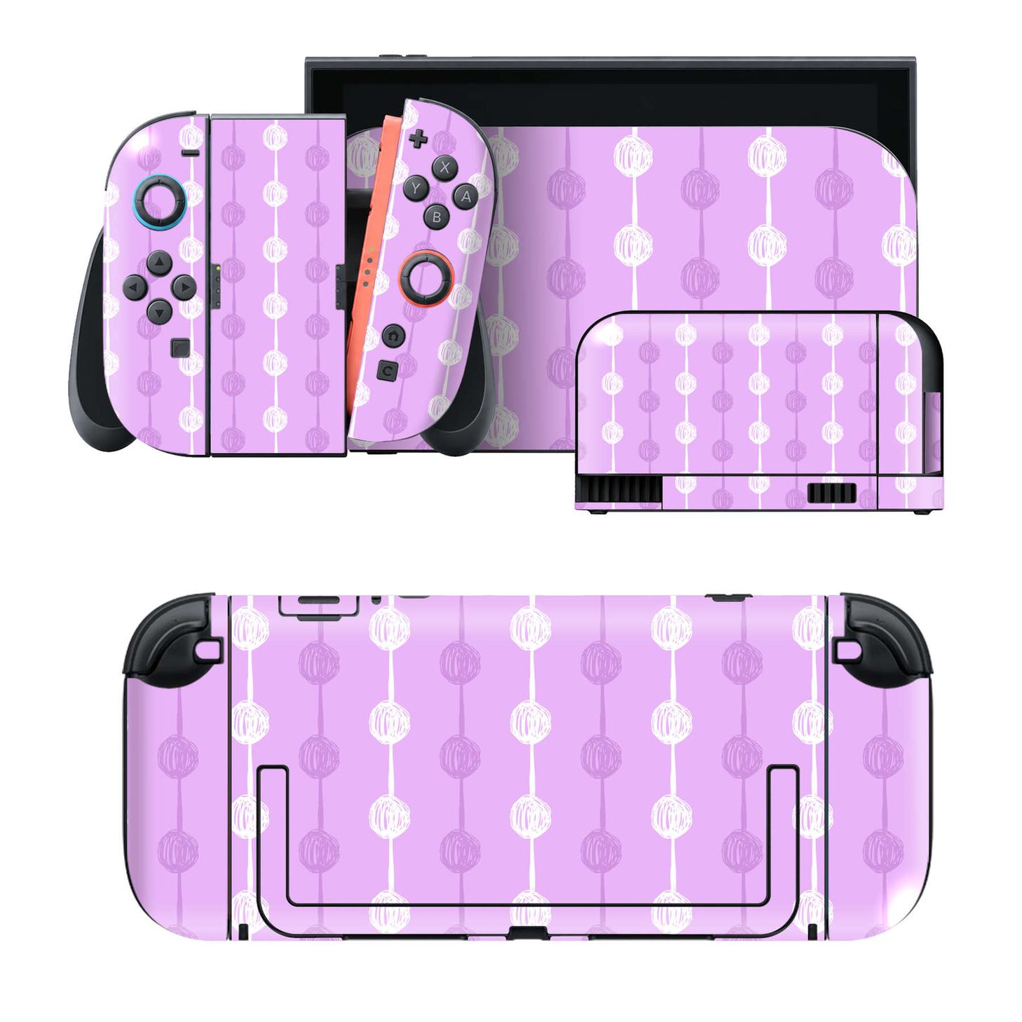 Nintendo Switch 2 用のデザインスキンシール。本体裏面・ドック正面・ドック側面・Joy-Con 2 用の4面セット。20,000柄以上から選べる、貼るデザイン。