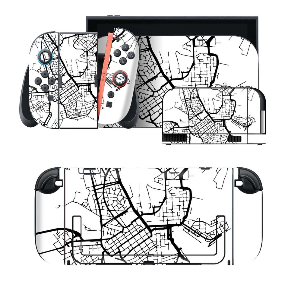 Nintendo Switch 2 用のデザインスキンシール。本体裏面・ドック正面・ドック側面・Joy-Con 2 用の4面セット。20,000柄以上から選べる、貼るデザイン。