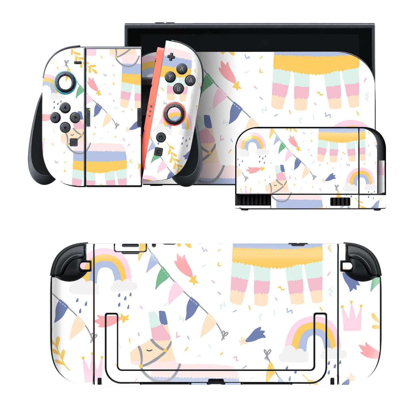 Nintendo Switch 2 用のデザインスキンシール。本体裏面・ドック正面・ドック側面・Joy-Con 2 用の4面セット。20,000柄以上から選べる、貼るデザイン。