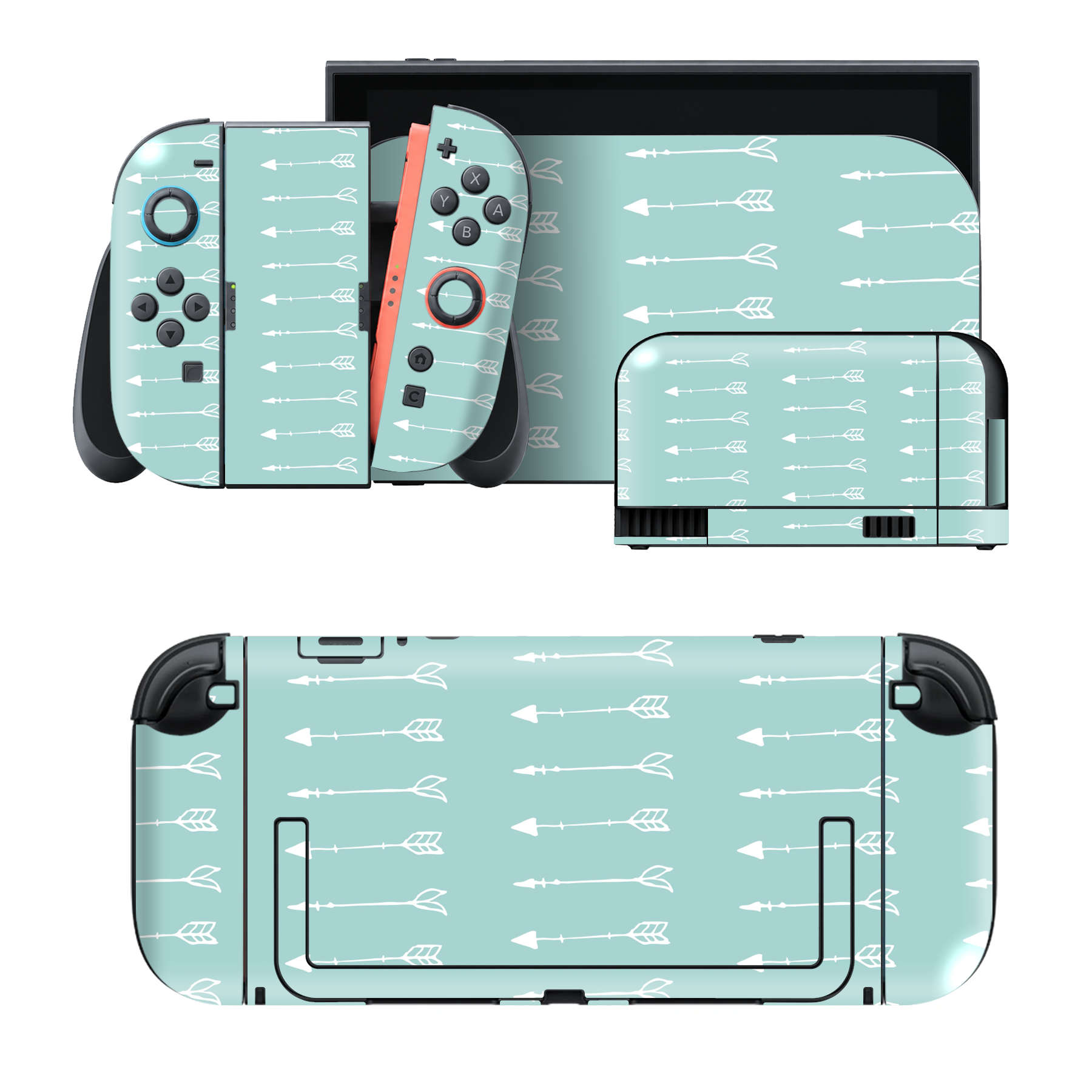Nintendo Switch 2 用のデザインスキンシール。本体裏面・ドック正面・ドック側面・Joy-Con 2 用の4面セット。20,000柄以上から選べる、貼るデザイン。